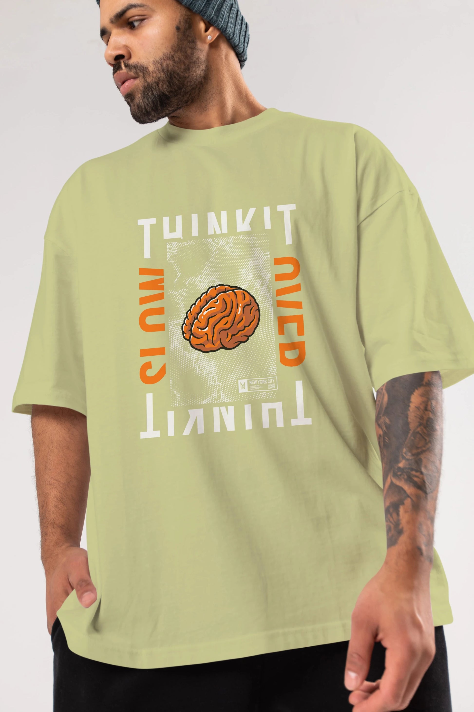 Think it Ön Baskılı Oversize t-shirt Erkek Kadın Unisex