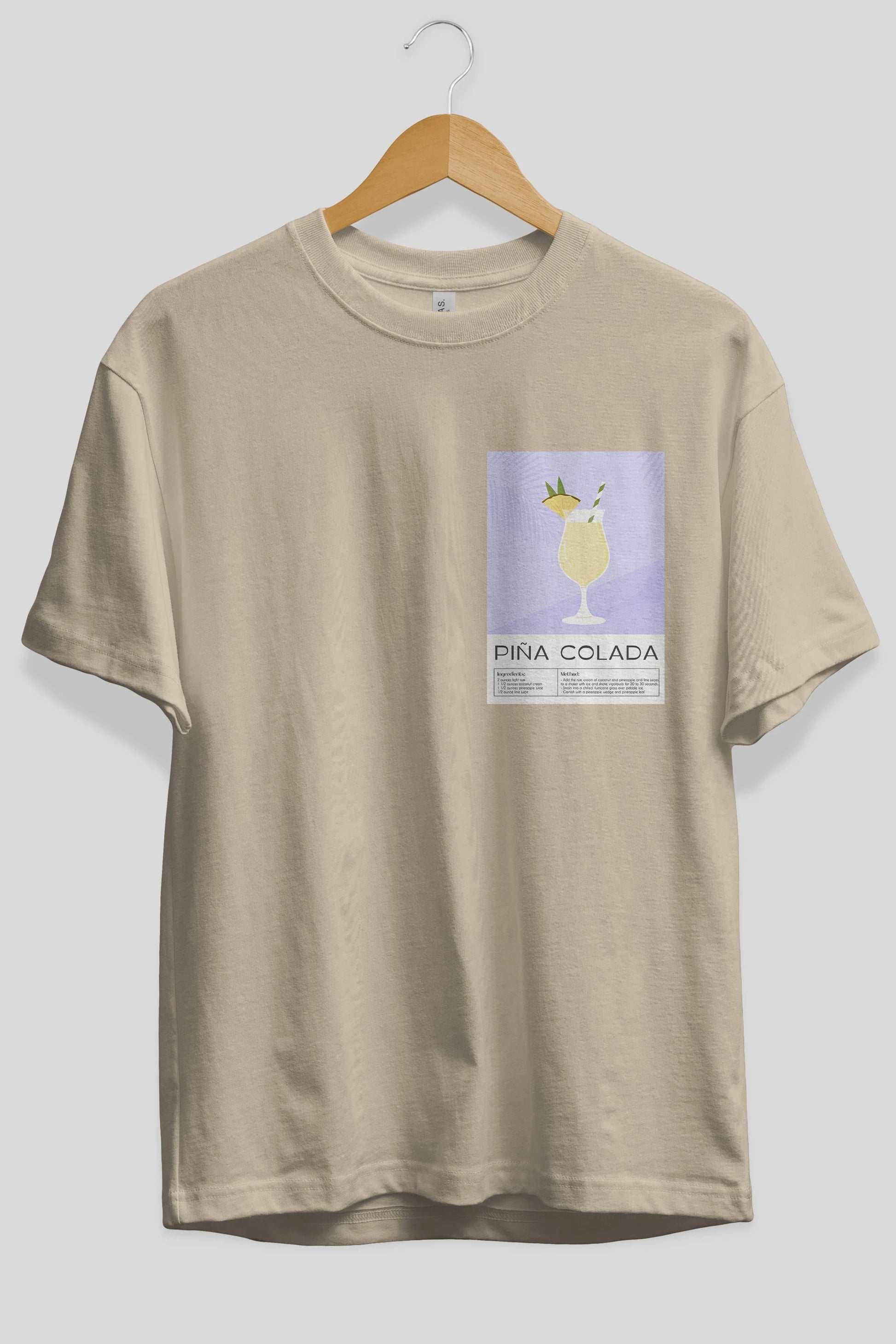 PIna Colada 6 Ön Sol Baskılı Oversize t-shirt Erkek Kadın Unisex %100 Pamuk Bisiklet Yaka tişort