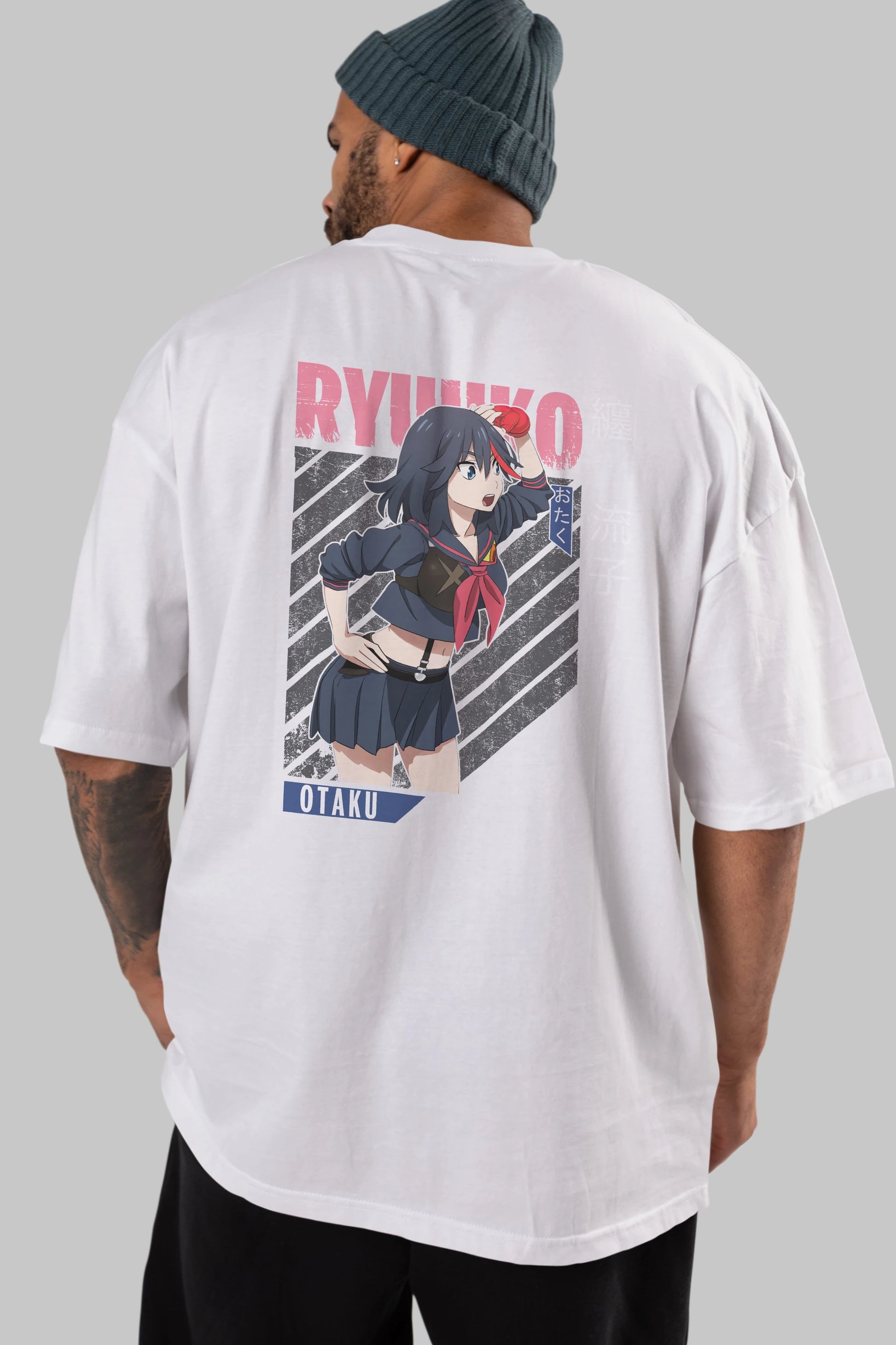 Ryuuko Matoi 6 Anime Arka Baskılı Oversize t-shirt Erkek Kadın Unisex
