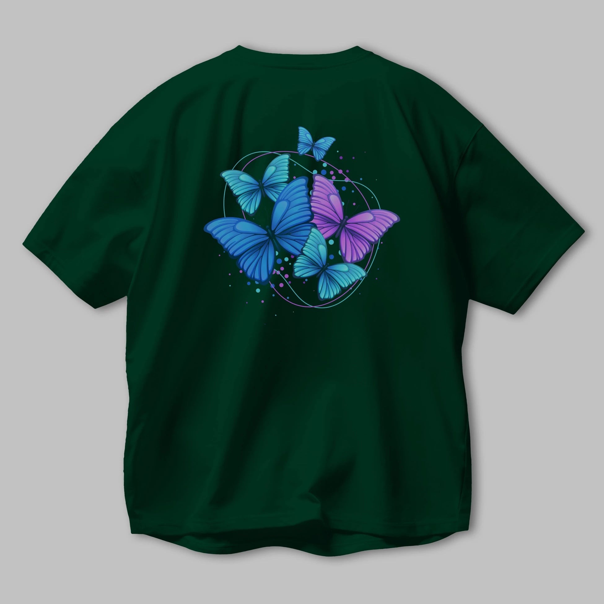 Kelebek Arka Baskılı Oversize t-shirt Erkek Kadın Unisex
