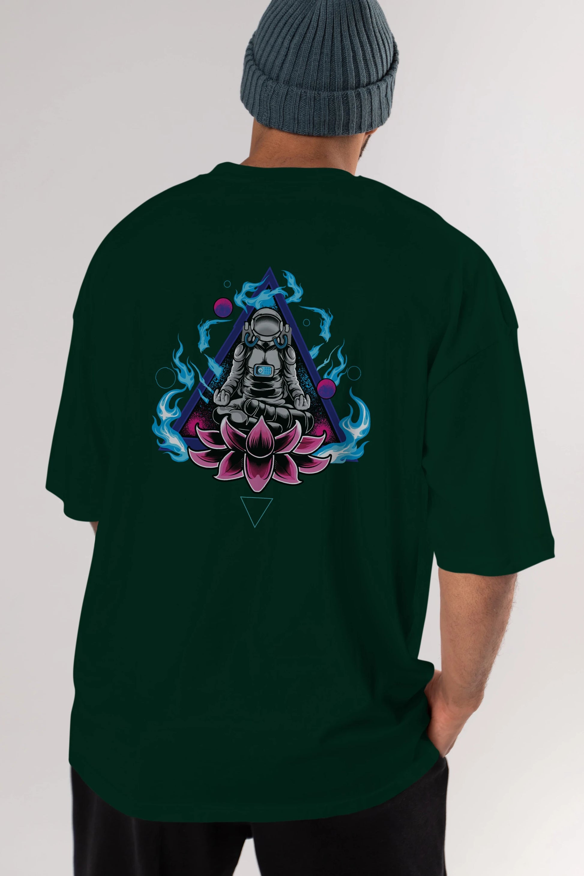 Astronaut Meditation (2) Arka Baskılı Oversize t-shirt Erkek Kadın Unisex
