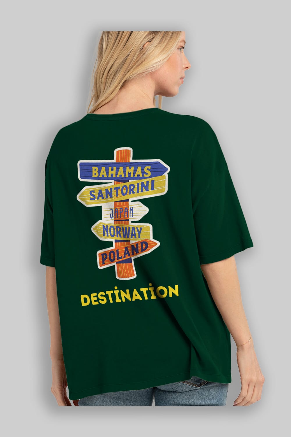 Destination Yazılı Arka Baskılı Oversize t-shirt Erkek Kadın Unisex