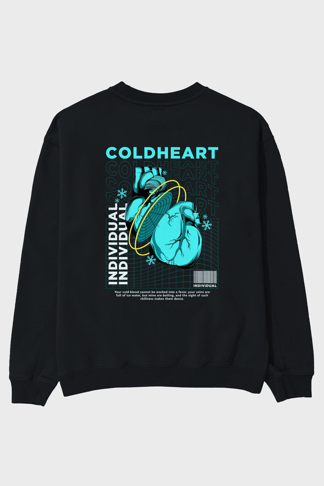Cold Heart Arka Baskılı Oversize Sweatshirt Erkek Kadın Unisex