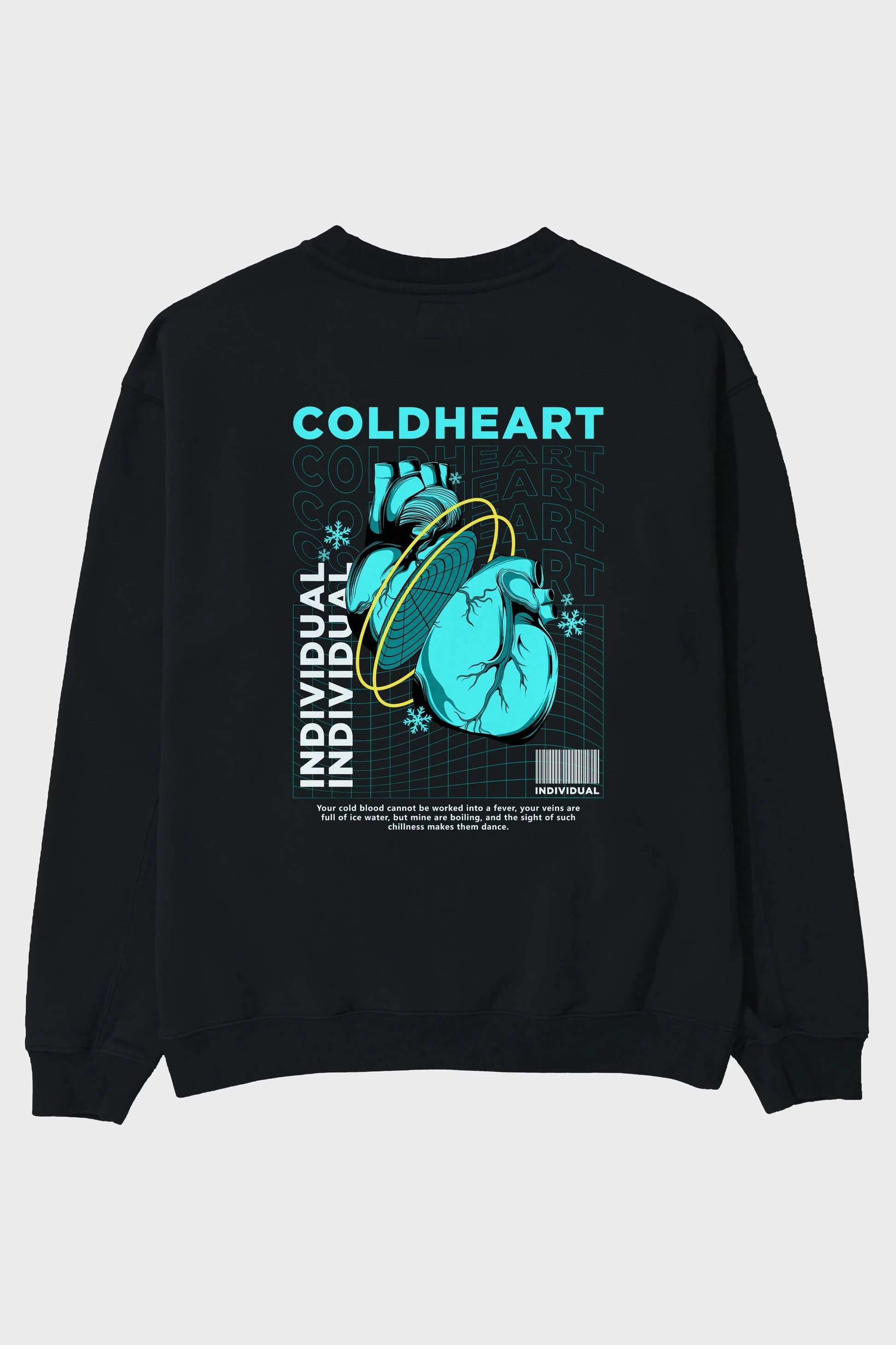 Cold Heart Arka Baskılı Oversize Sweatshirt Erkek Kadın Unisex