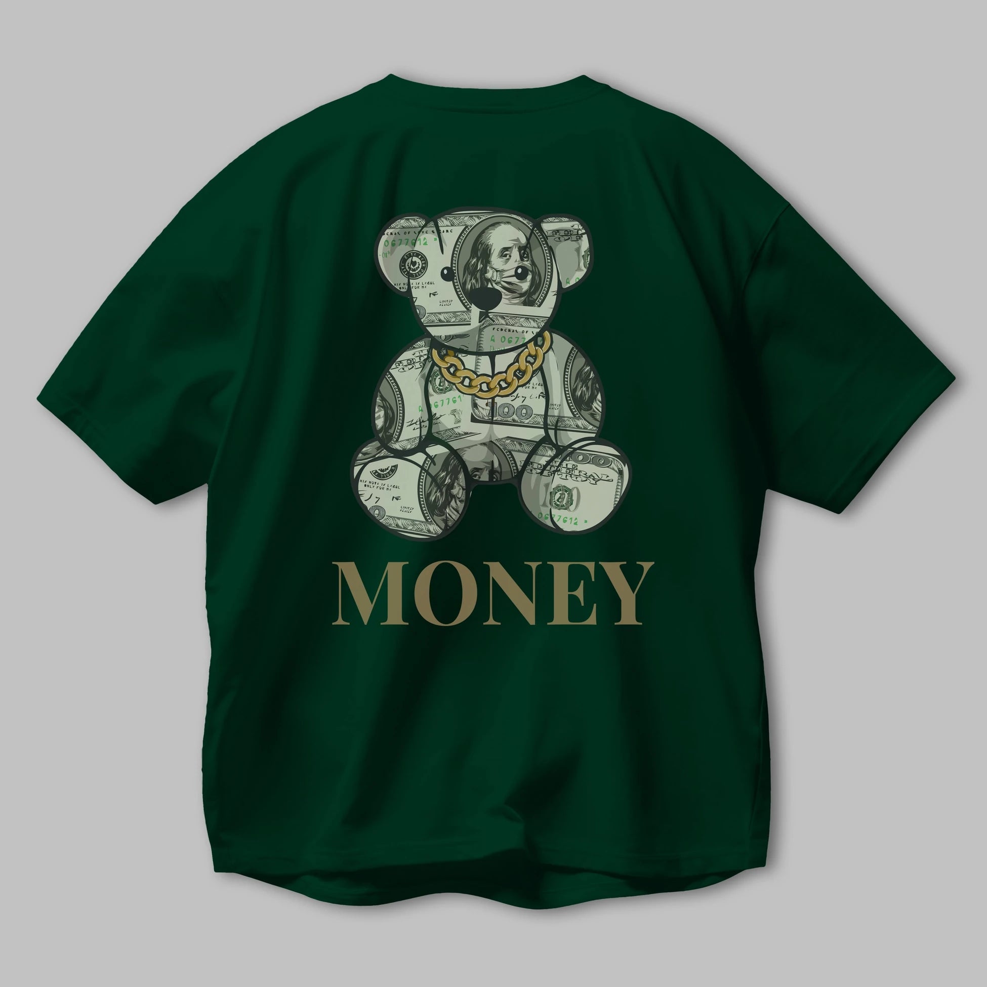 Teddy Bear Money Arka Baskılı Oversize t-shirt Erkek Kadın Unisex