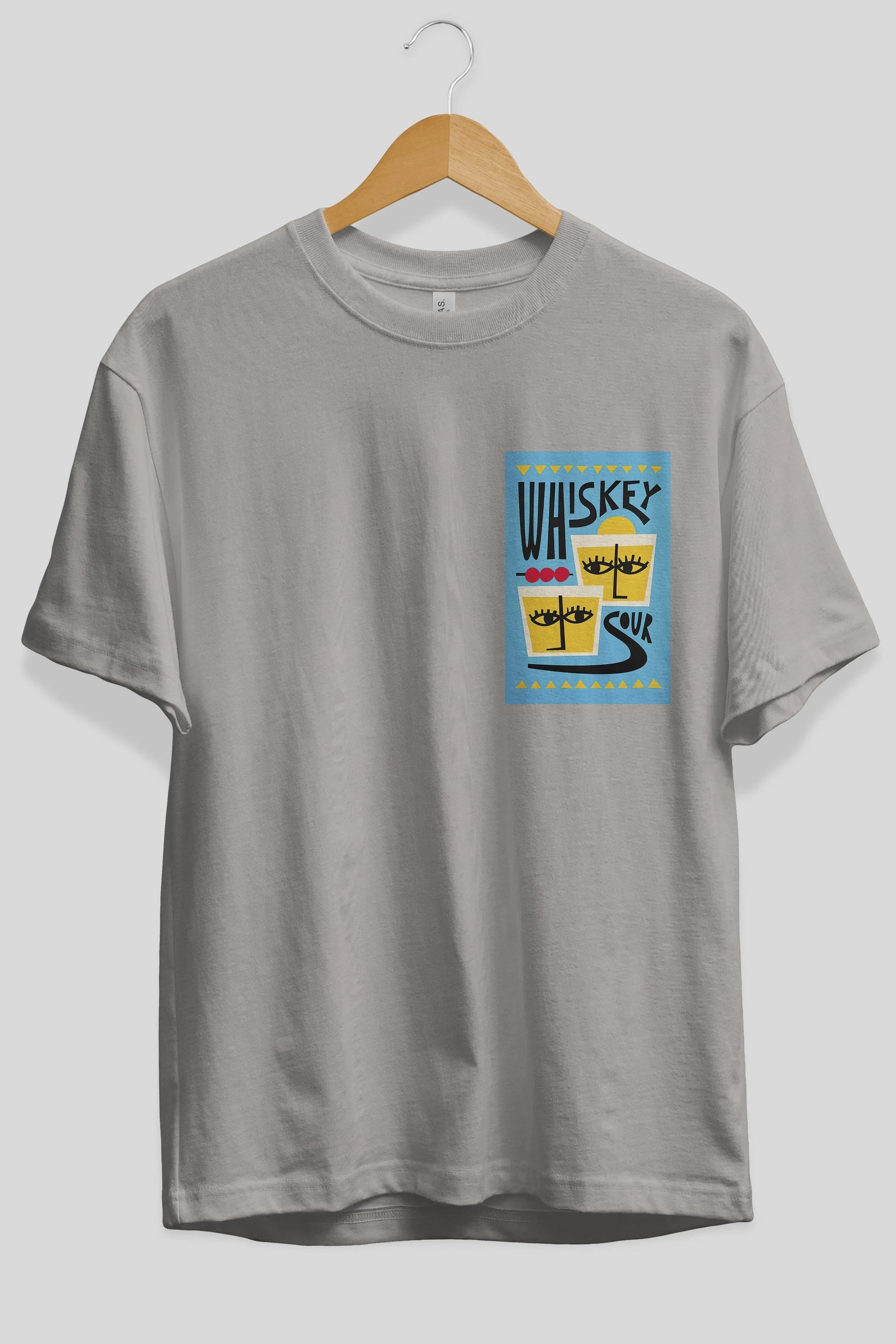 Whiskey Sour 2 Ön Sol Baskılı Oversize t-shirt Erkek Kadın Unisex %100 Pamuk Bisiklet Yaka tişort