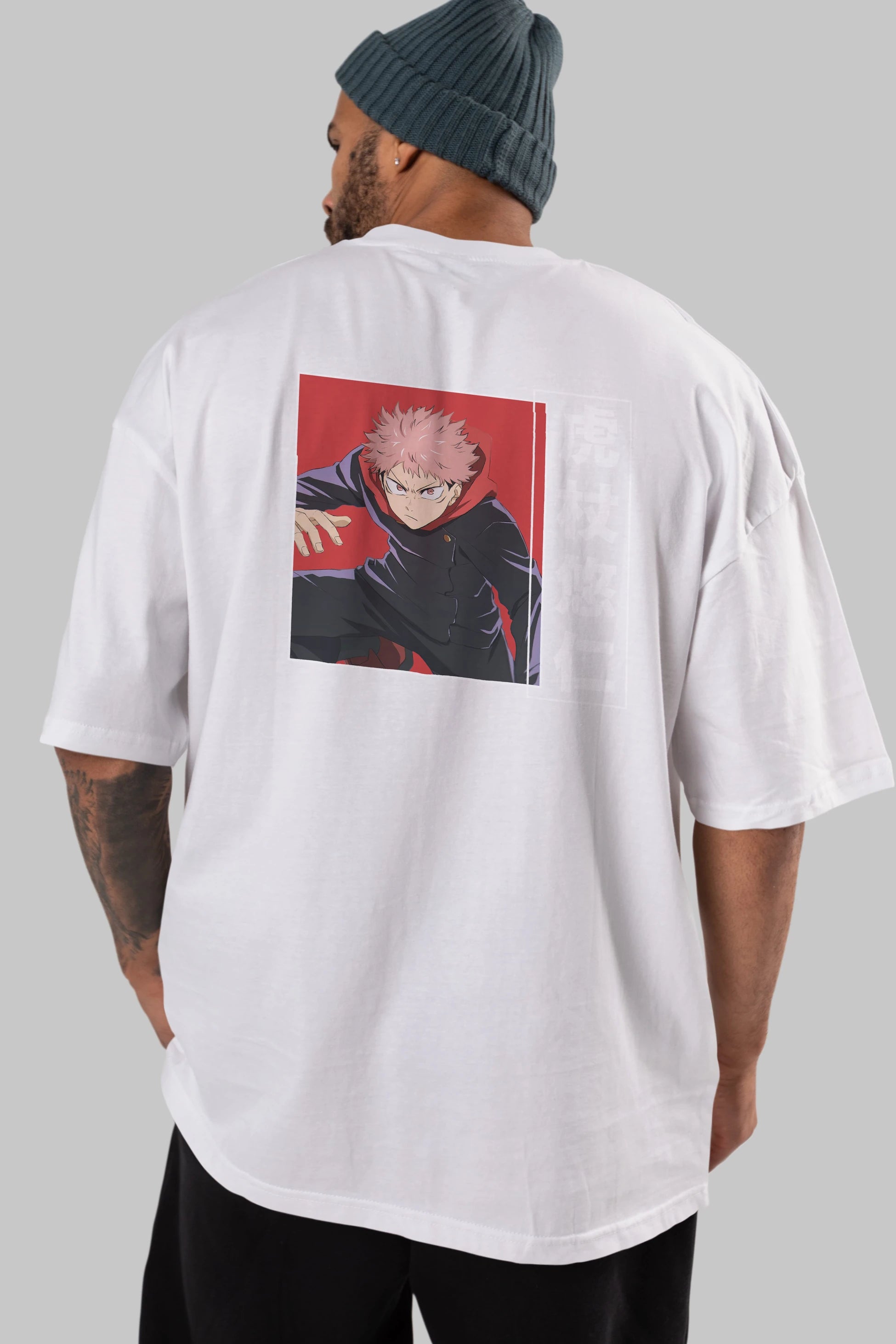 Yuuji Itadori 2 Anime Arka Baskılı Oversize t-shirt Erkek Kadın Unisex
