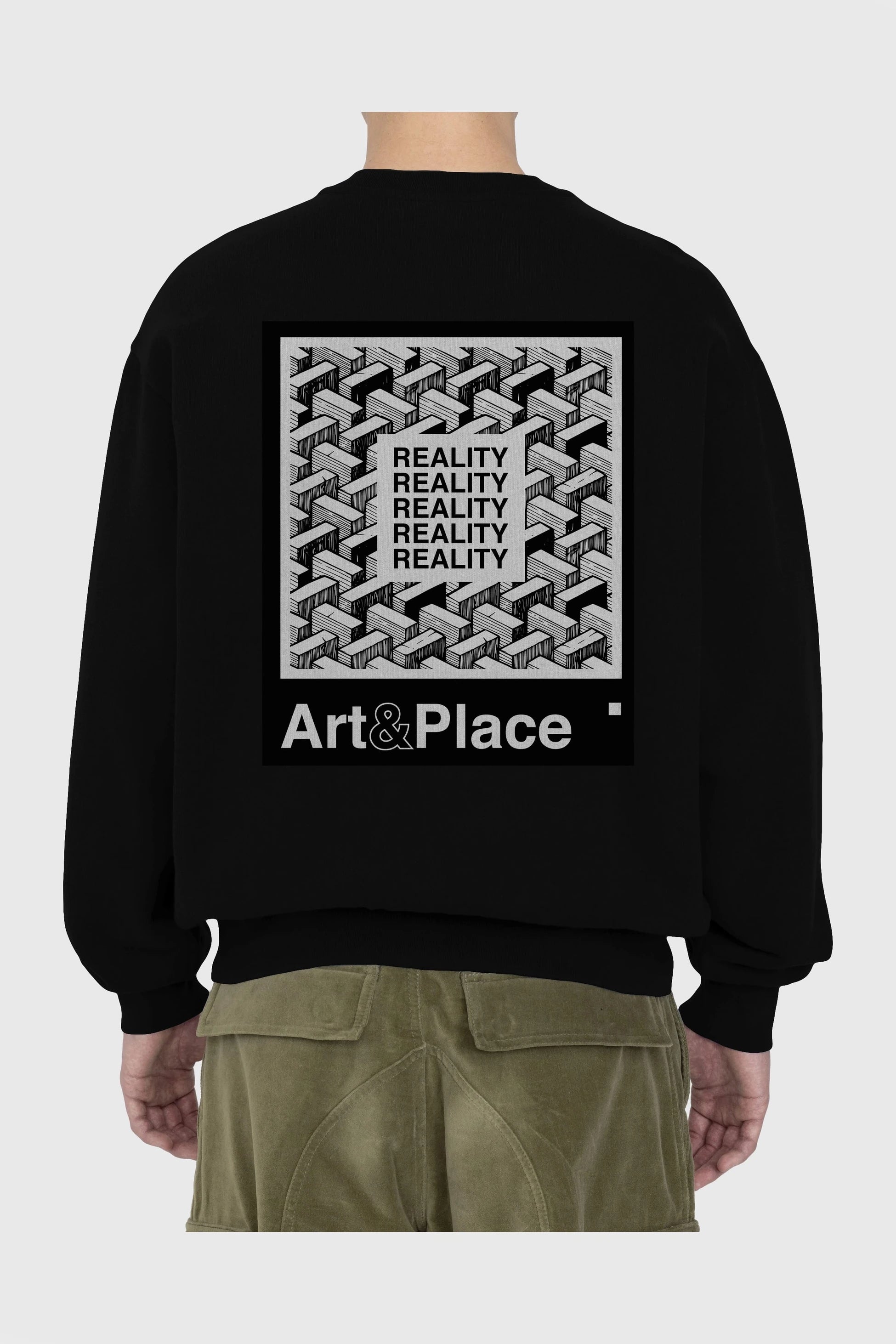 Reality Arka Baskılı Oversize Sweatshirt Erkek Kadın Unisex