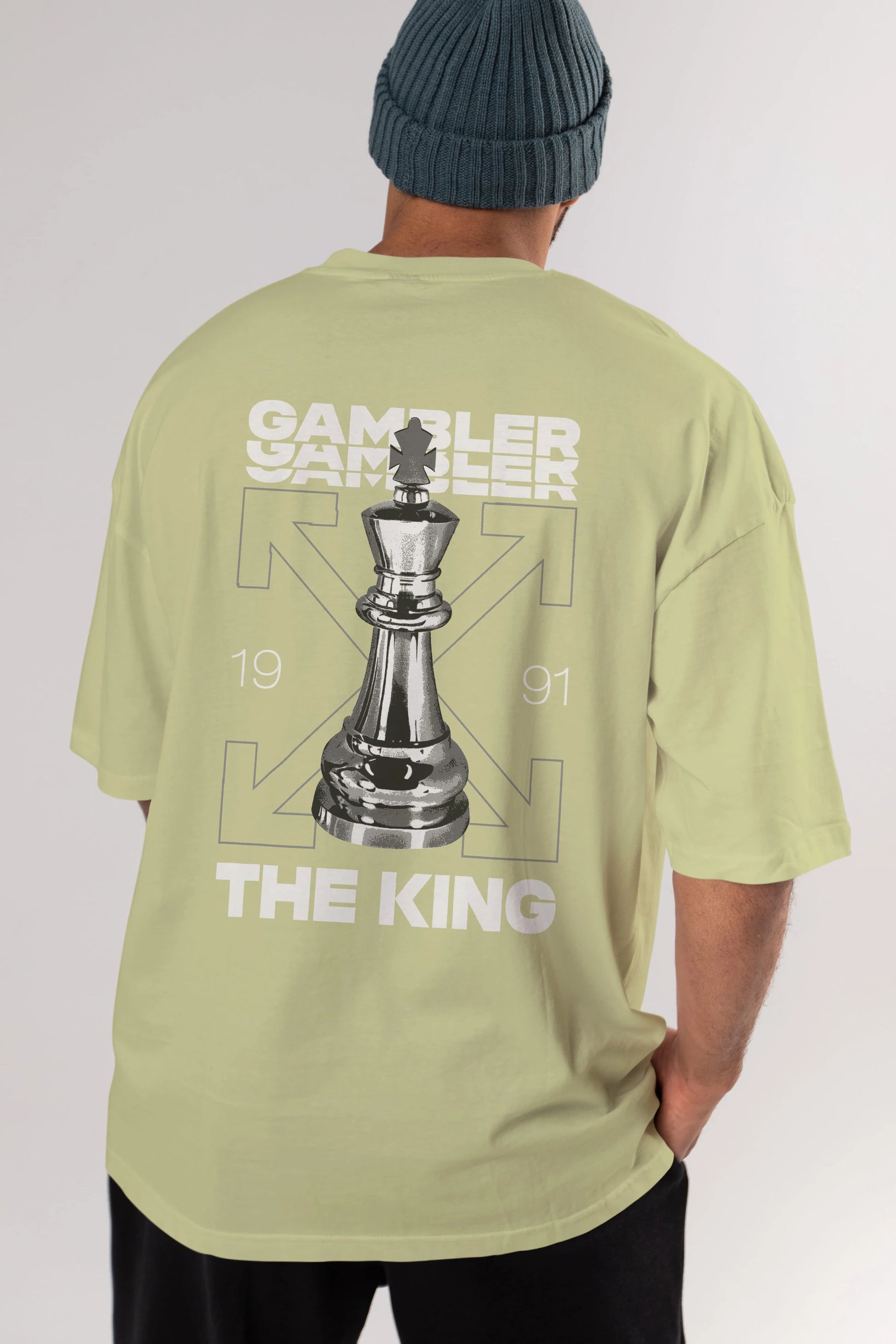 Gambler The King Arka Baskılı Oversize t-shirt Erkek Kadın Unisex
