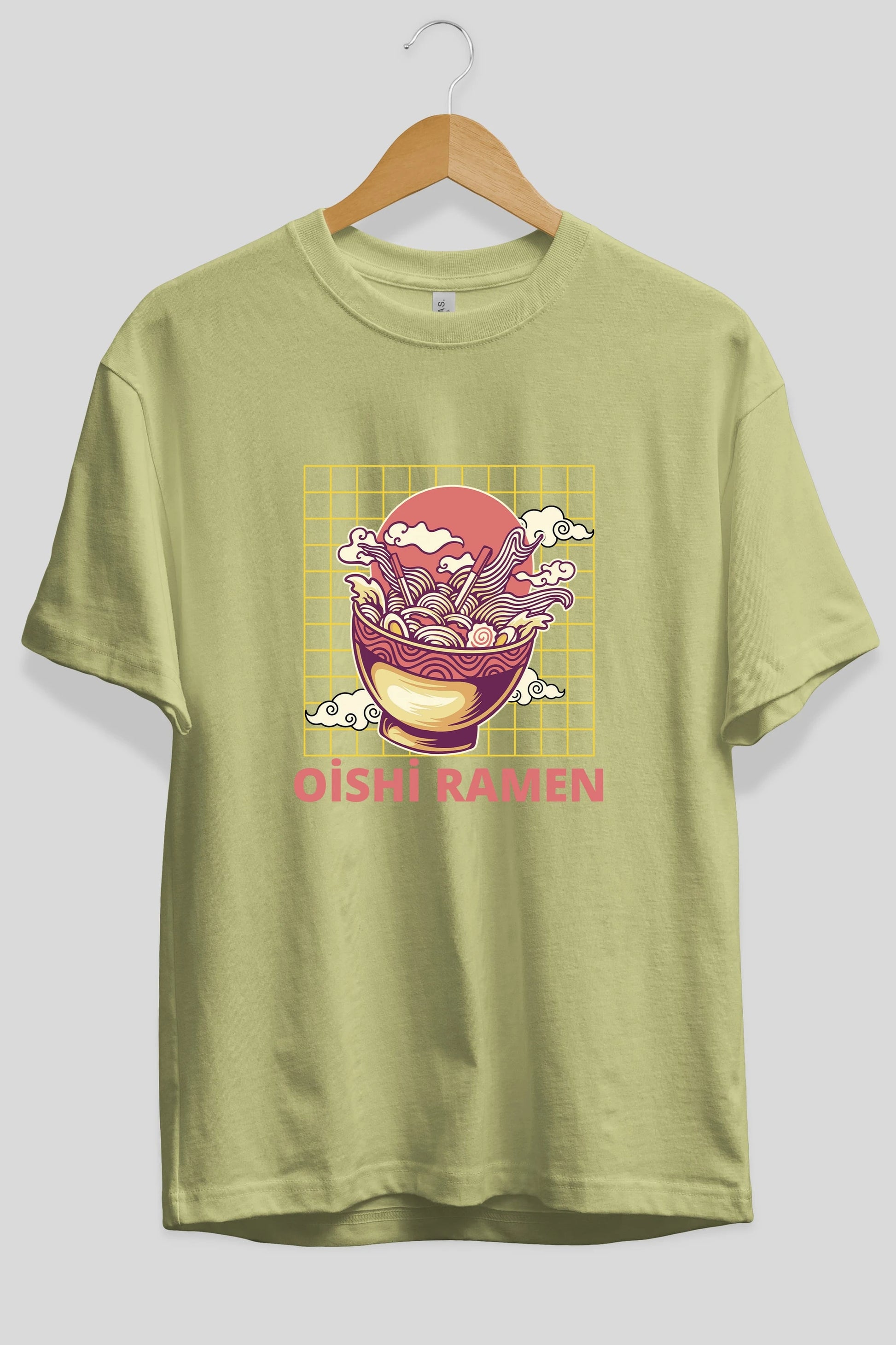 Oishi Ramen Yazılı Ön Baskılı Oversize t-shirt Erkek Kadın Unisex