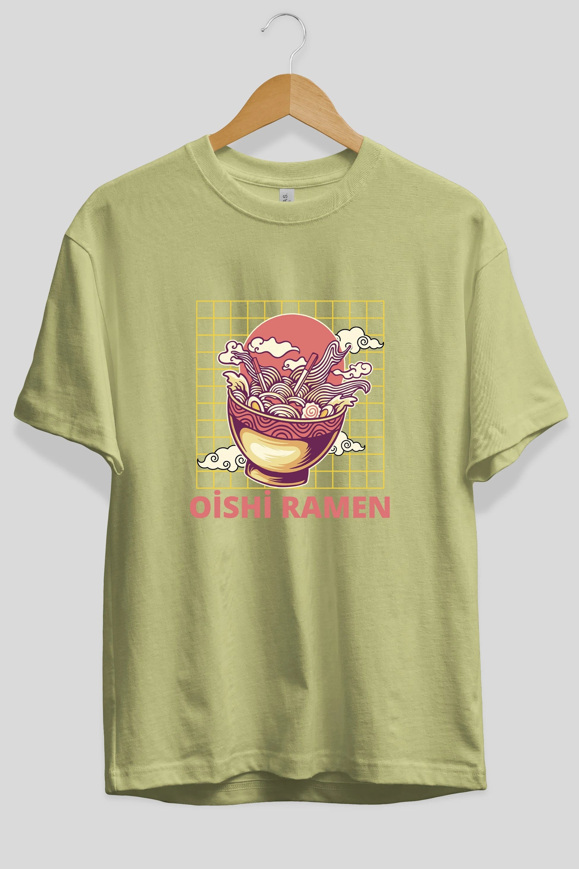 Oishi Ramen Yazılı Ön Baskılı Oversize t-shirt Erkek Kadın Unisex