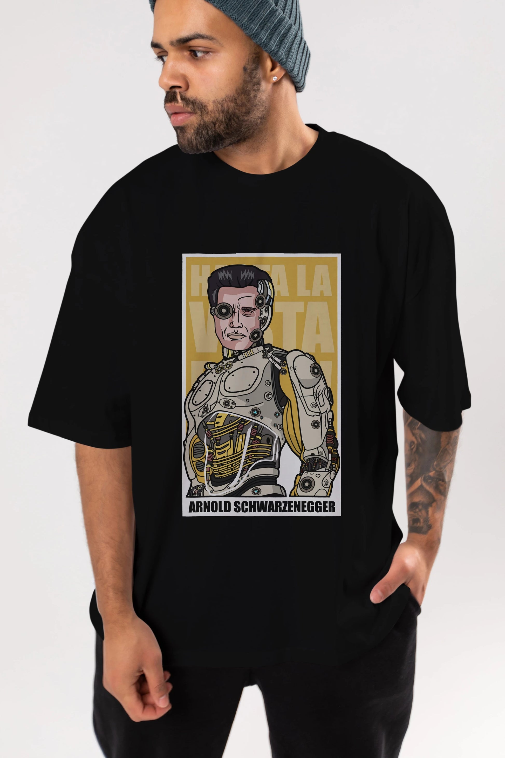 Arnold Robot Human Ön Baskılı Oversize t-shirt Erkek Kadın Unisex %100 Pamuk tişort