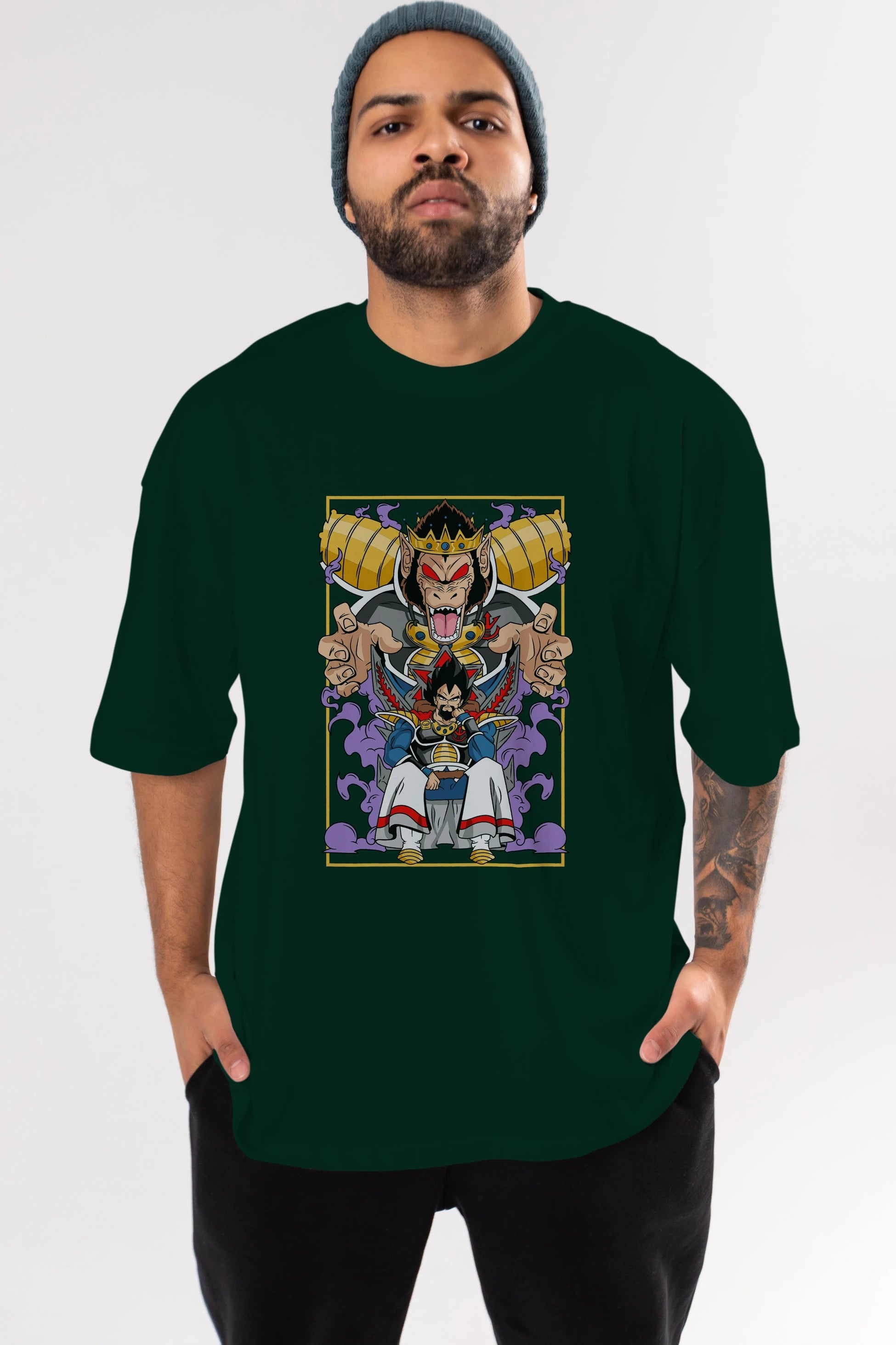 DragonBall ReyVegeta Anime Ön Baskılı Oversize t-shirt %100 pamuk Erkek Kadın Unisex