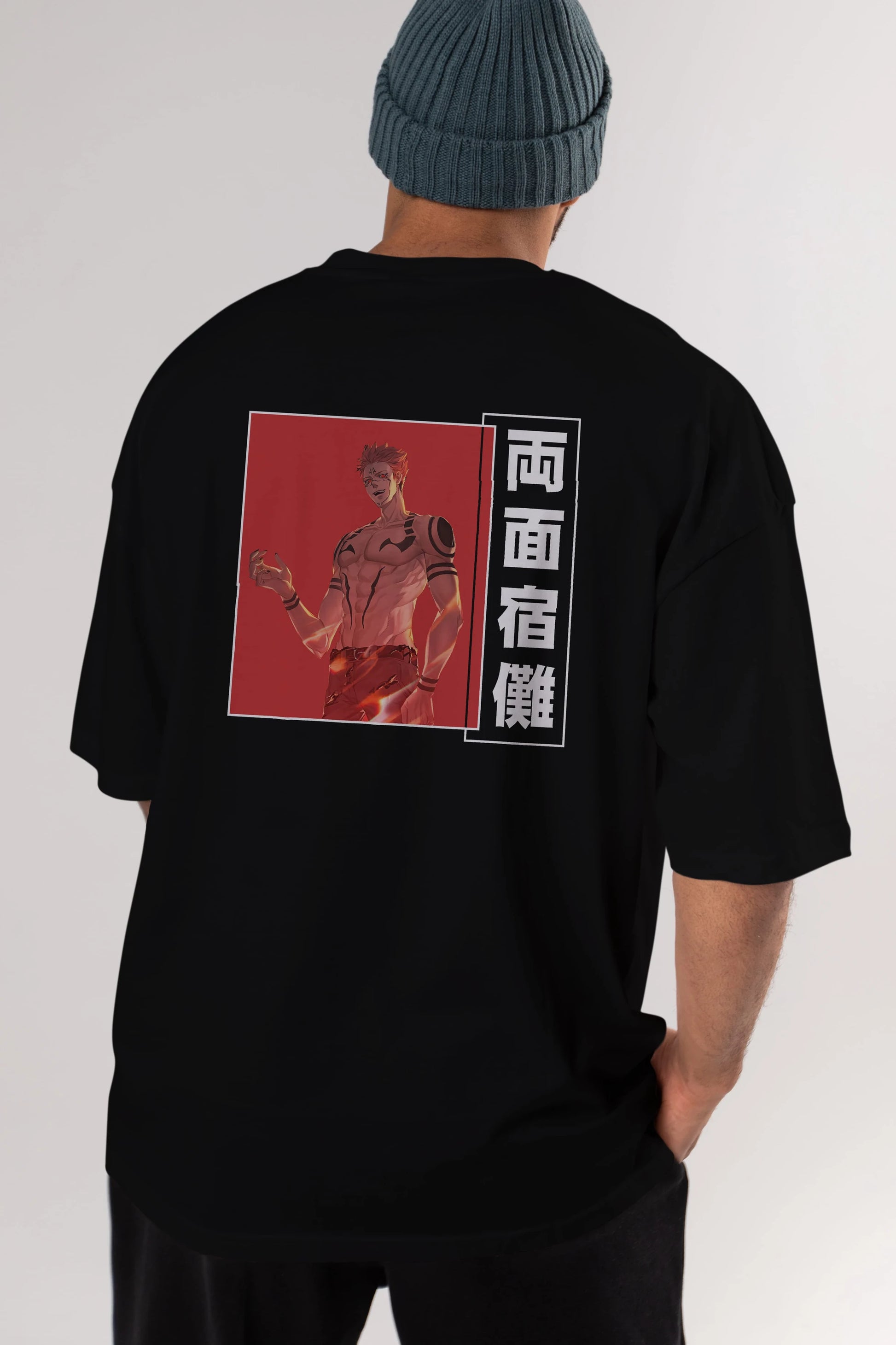 Sukuna Ryoumen 3 Anime Arka Baskılı Oversize t-shirt Erkek Kadın Unisex