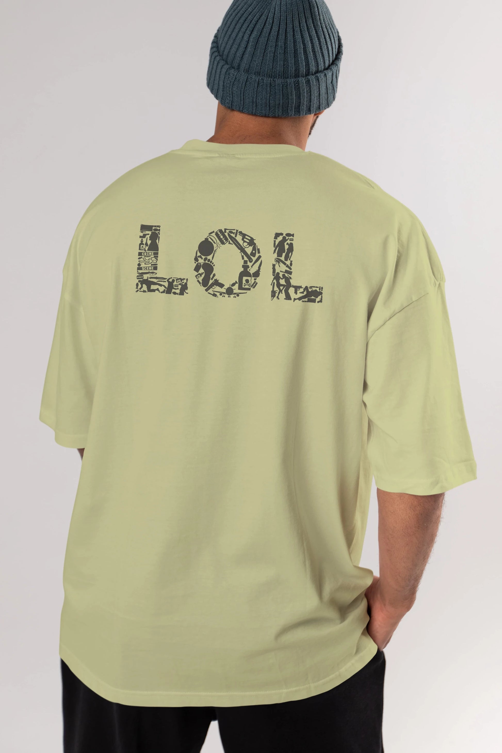 LOL Arka Baskılı Oversize t-shirt %100 pamuk Erkek Kadın Unisex