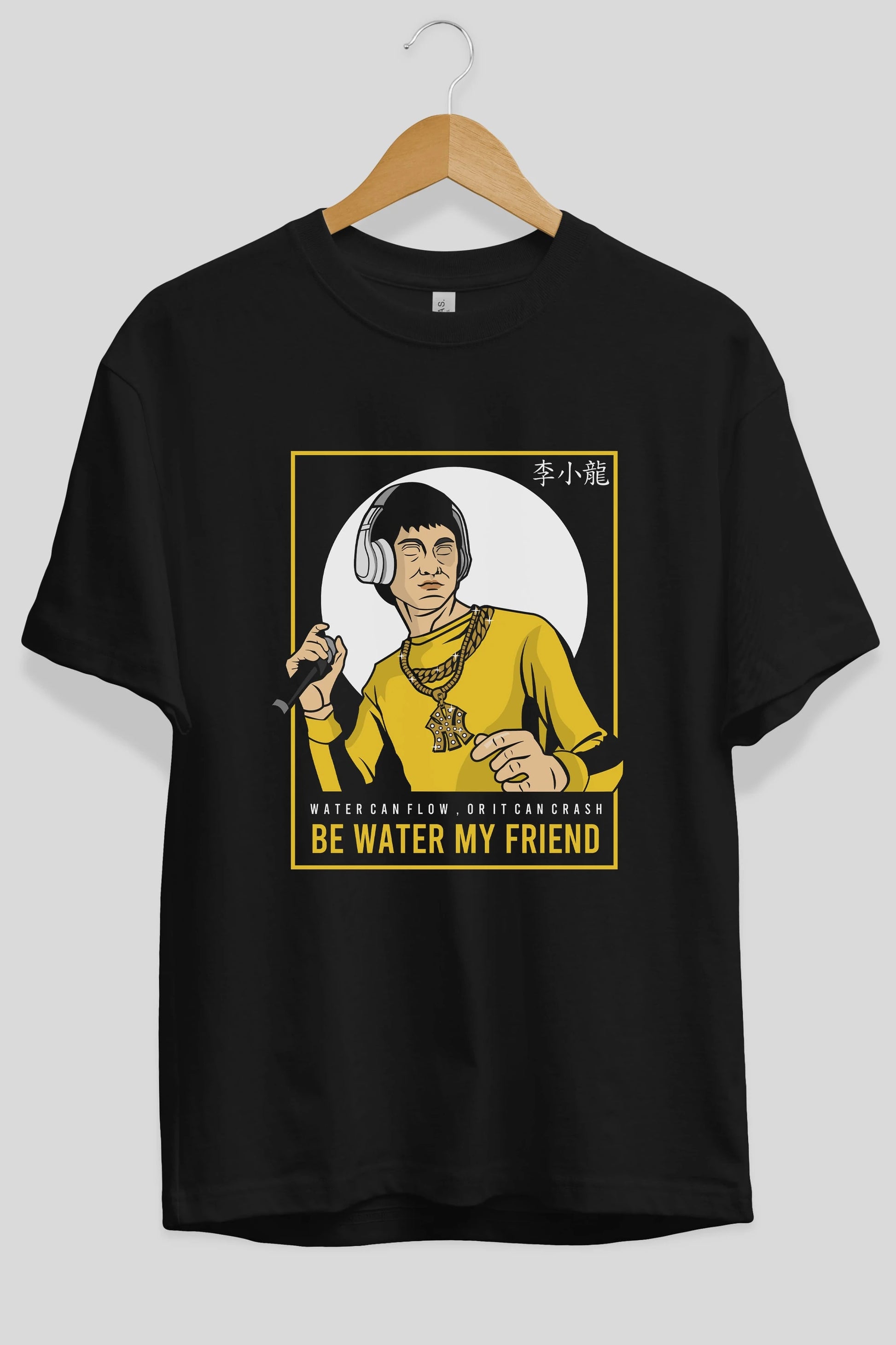 Bruce Lee Rapper Ön Baskılı Oversize t-shirt Erkek Kadın Unisex %100 Pamuk tişort