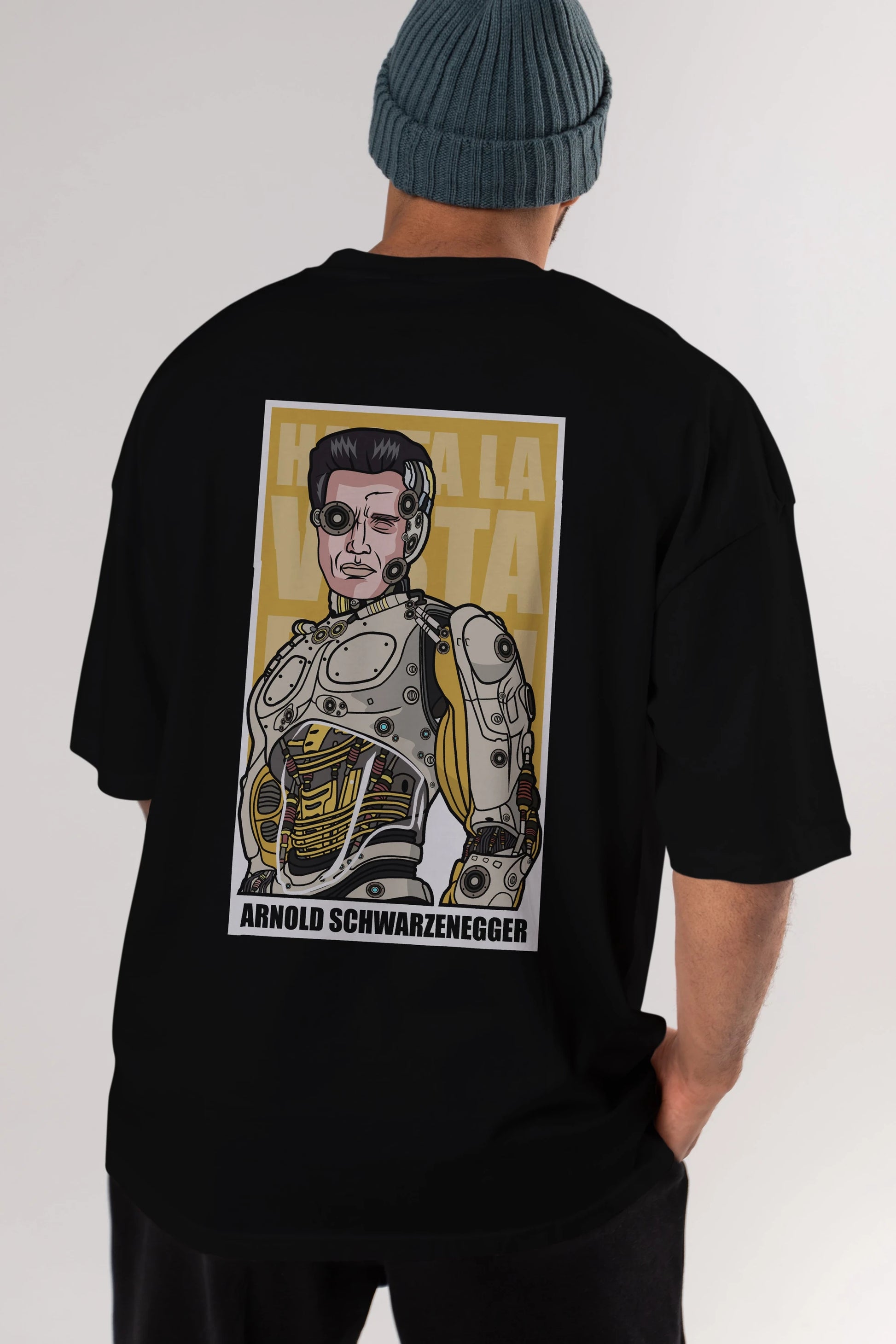 Arnold Robot Human Arka Baskılı Oversize t-shirt Erkek Kadın Unisex %100 Pamuk tişort
