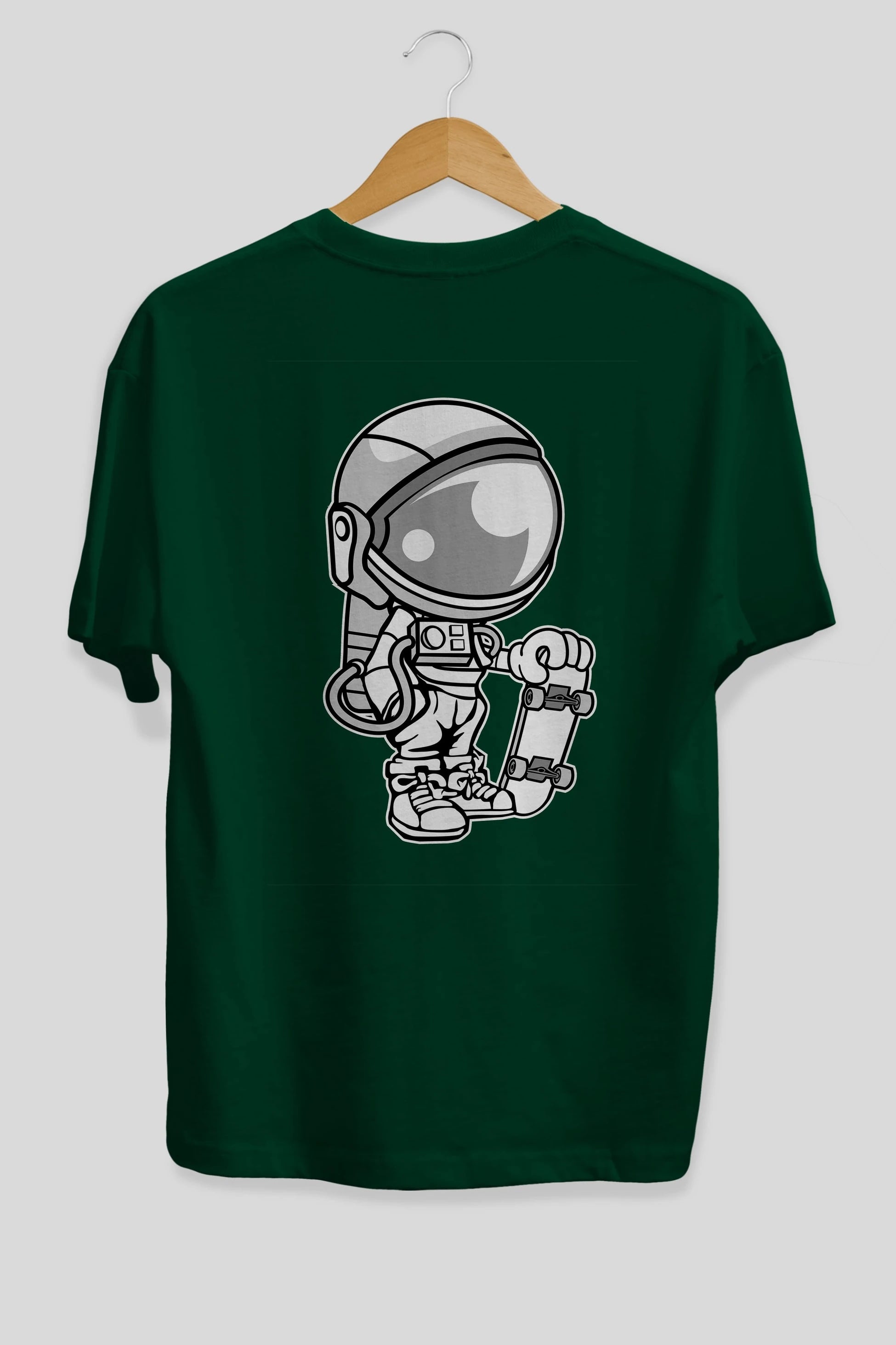 Astronaut Skaterboy Arka Baskılı Oversize t-shirt Erkek Kadın Unisex %100 Pamuk tişort