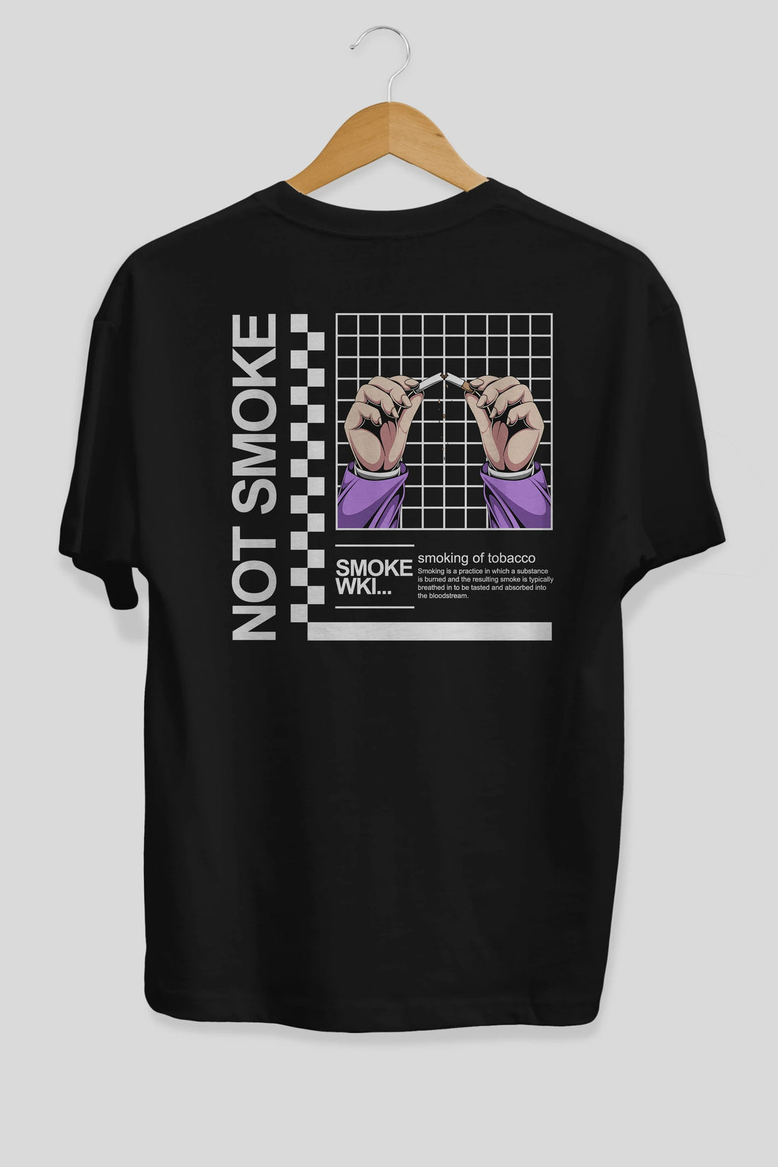 Not Smoke Arka Baskılı Oversize t-shirt Erkek Kadın Unisex