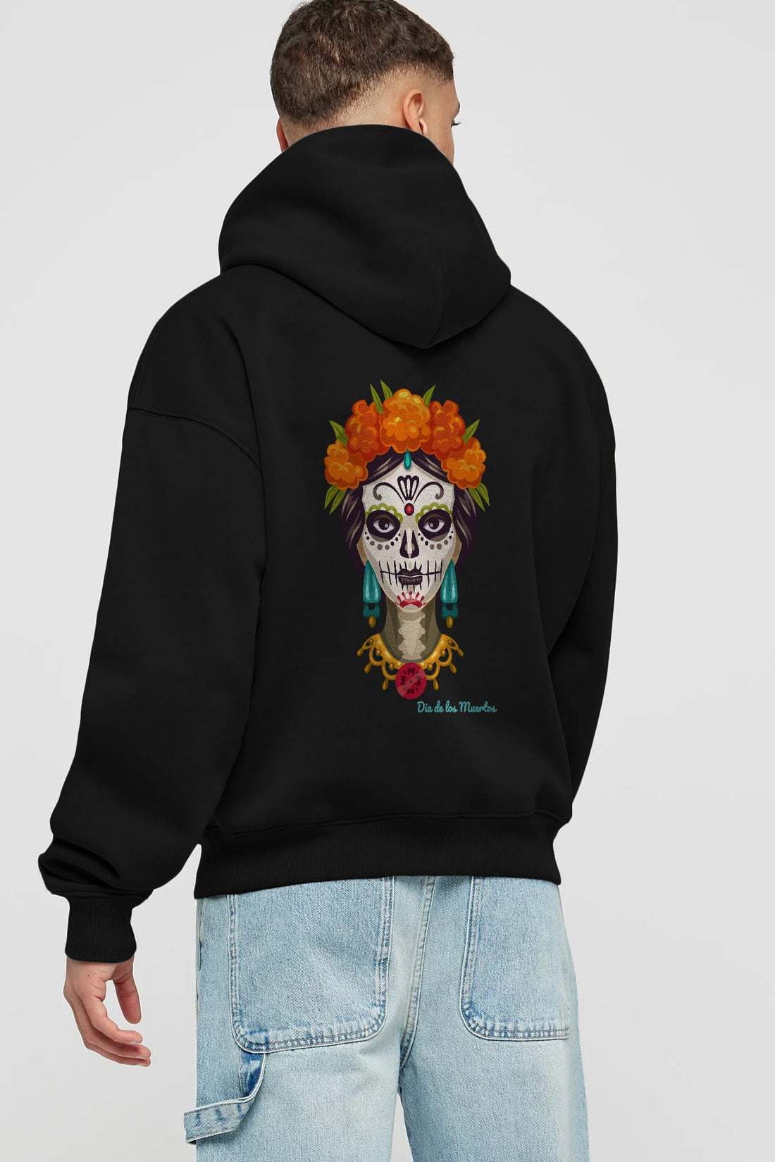 Dia de los Muertos 2 Arka Baskılı Oversize Hoodie Kapüşonlu Sweatshirt Erkek Kadın Unisex