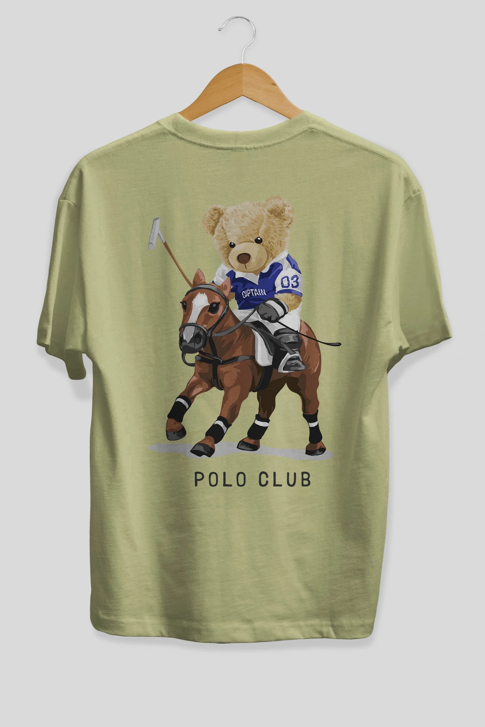 Teddy Bear Polo Club Arka Baskılı Oversize t-shirt Erkek Kadın Unisex %100 Pamuk