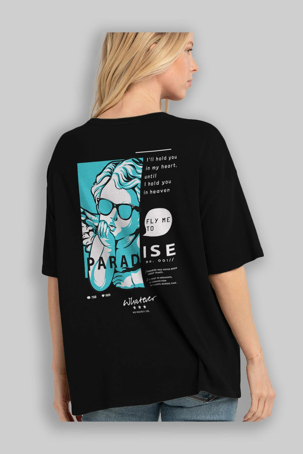 Paradise Fly to Me Arka Baskılı Oversize t-shirt Erkek Kadın Unisex