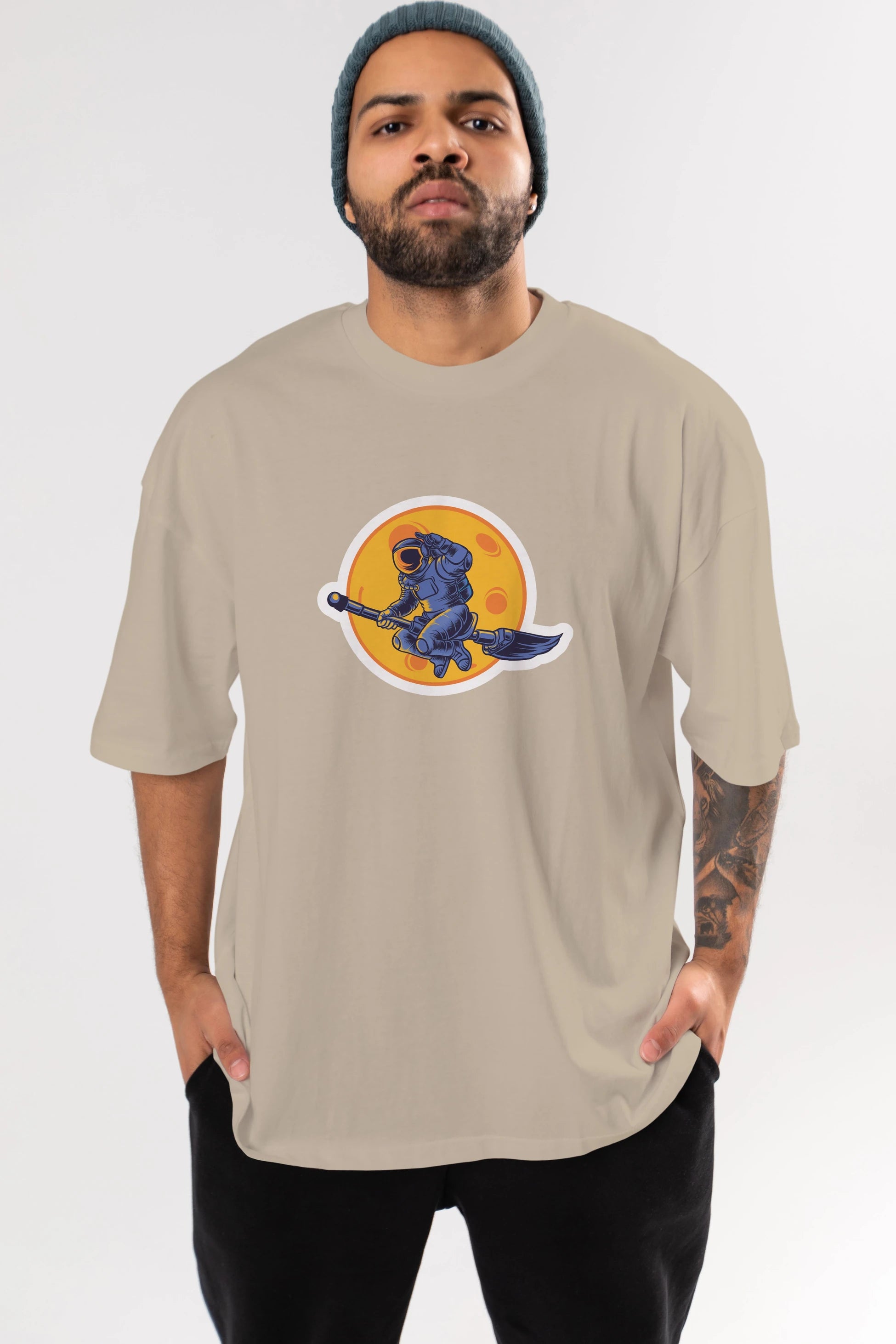 Space Witch Sticker Ön Baskılı Oversize t-shirt Erkek Kadın Unisex