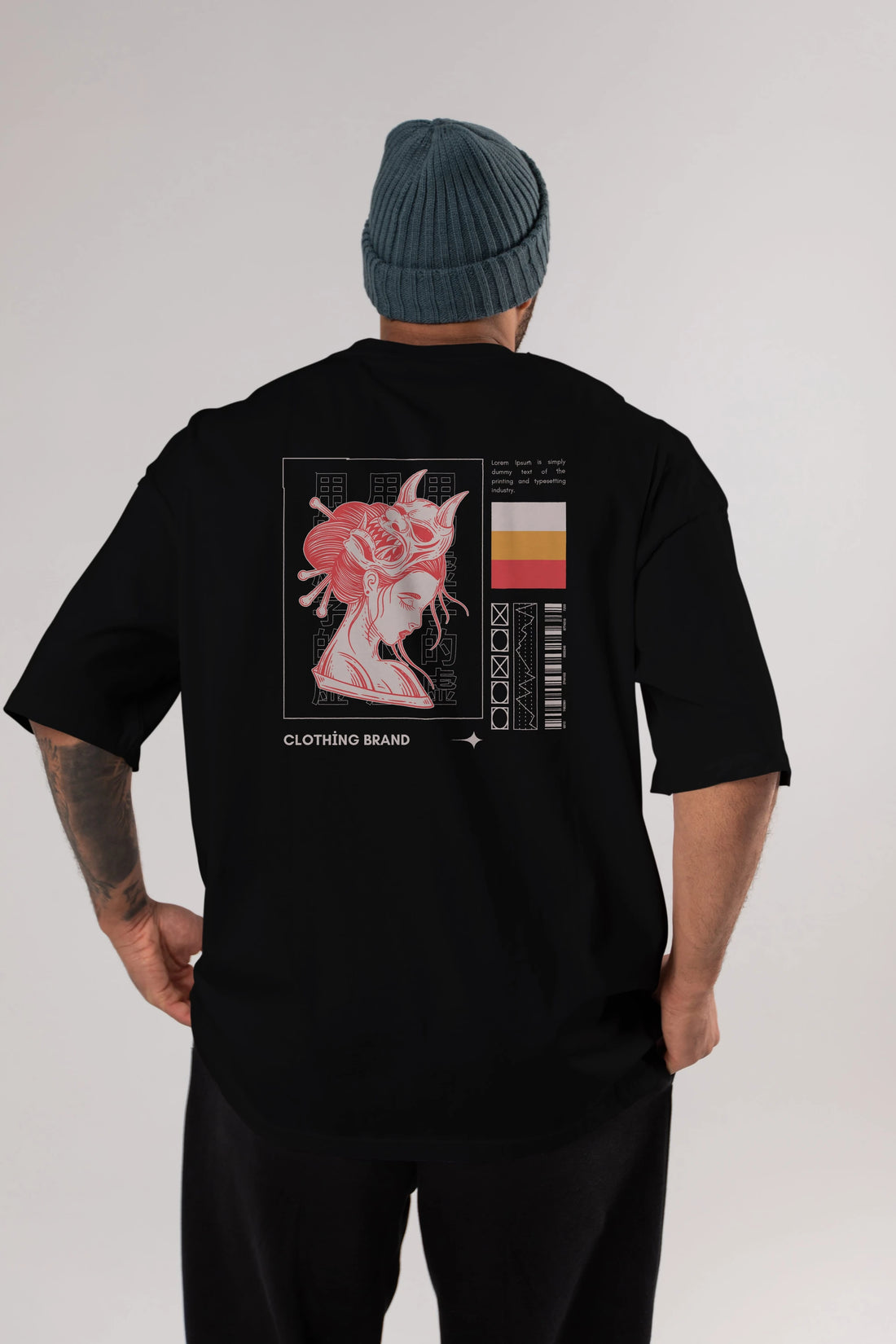 Hipster Japanese Style 2 Arka Baskılı Oversize t-shirt Erkek Kadın Unisex