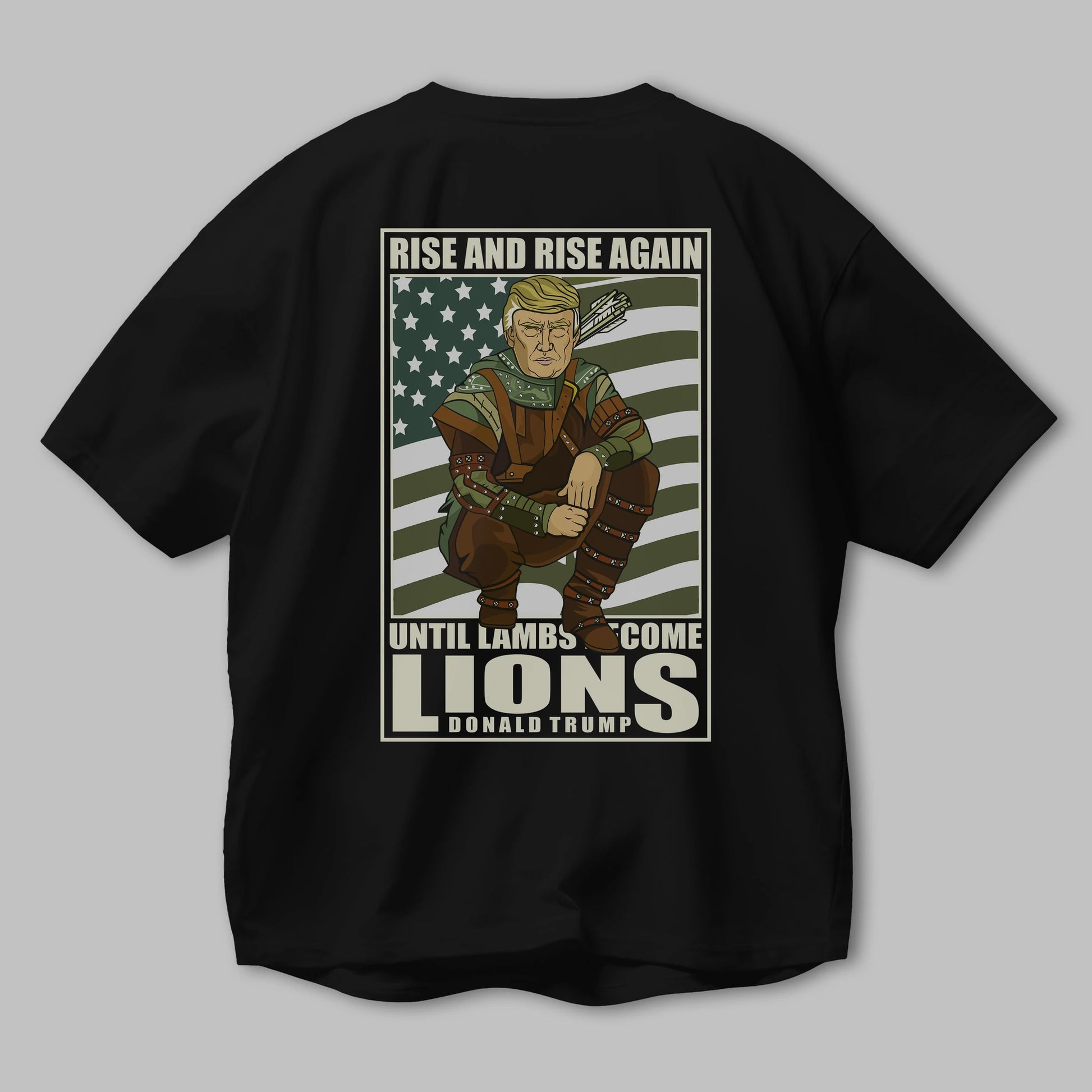Robin Hood Trump Arka Baskılı Oversize t-shirt Erkek Kadın Unisex %100 Pamuk tişort