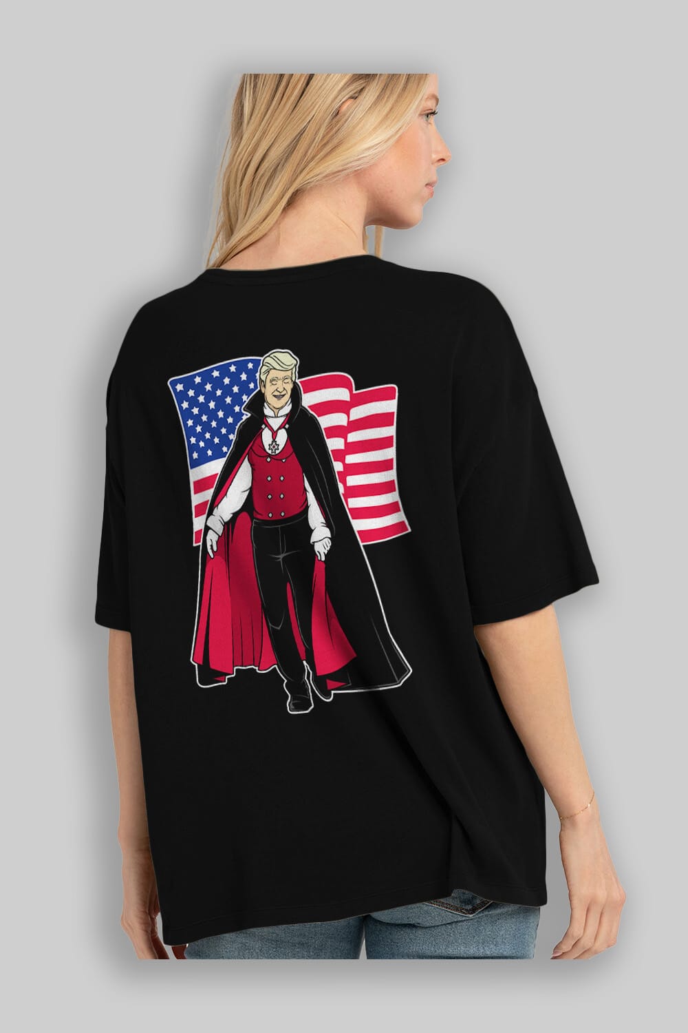 Trump Dracula Arka Baskılı Oversize t-shirt Erkek Kadın Unisex %100 Pamuk tişort