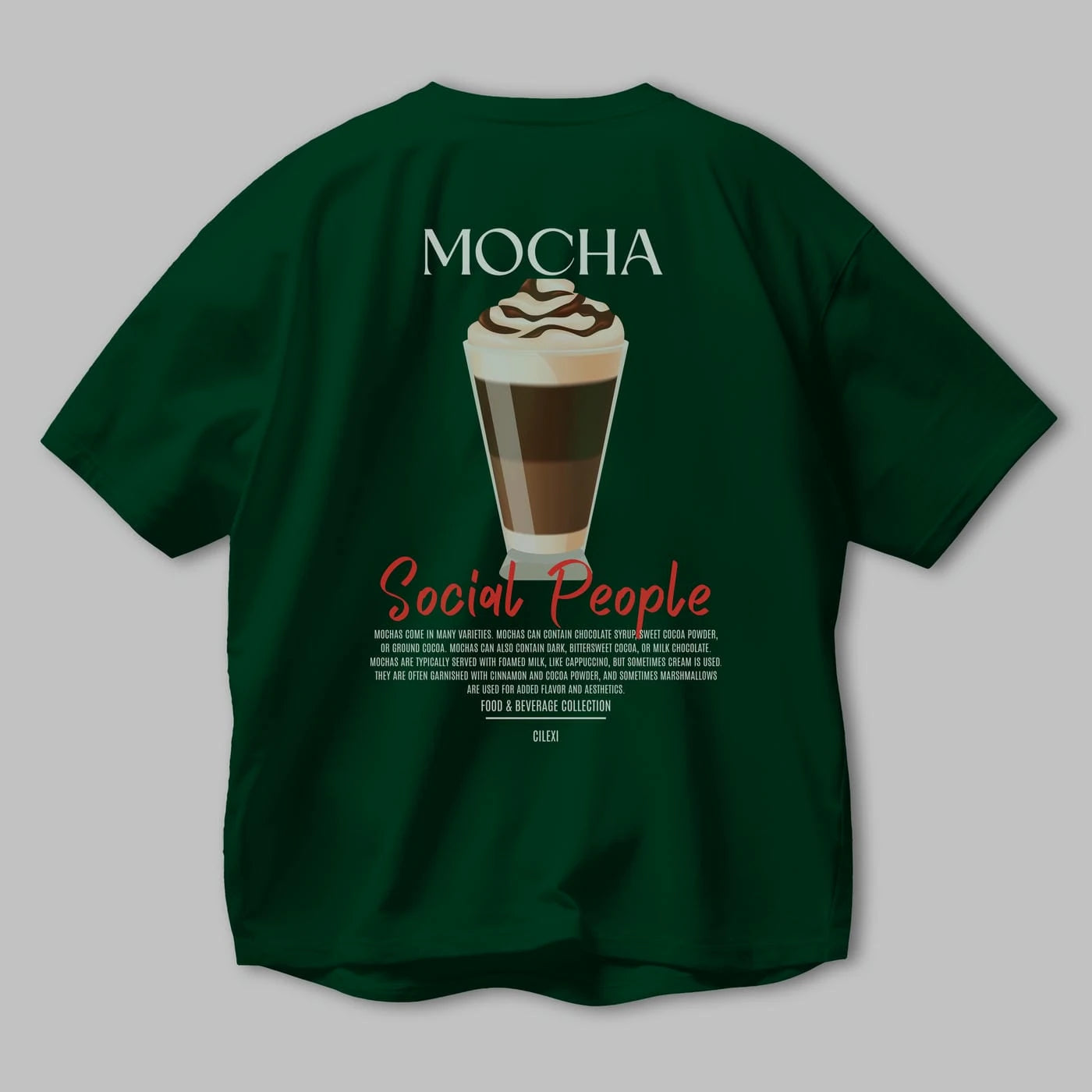 Mocha Kokteyl Serisi Baskılı Oversize t-shirt Erkek Kadın Unisex %100 Pamuk Bisiklet Yaka tişort
