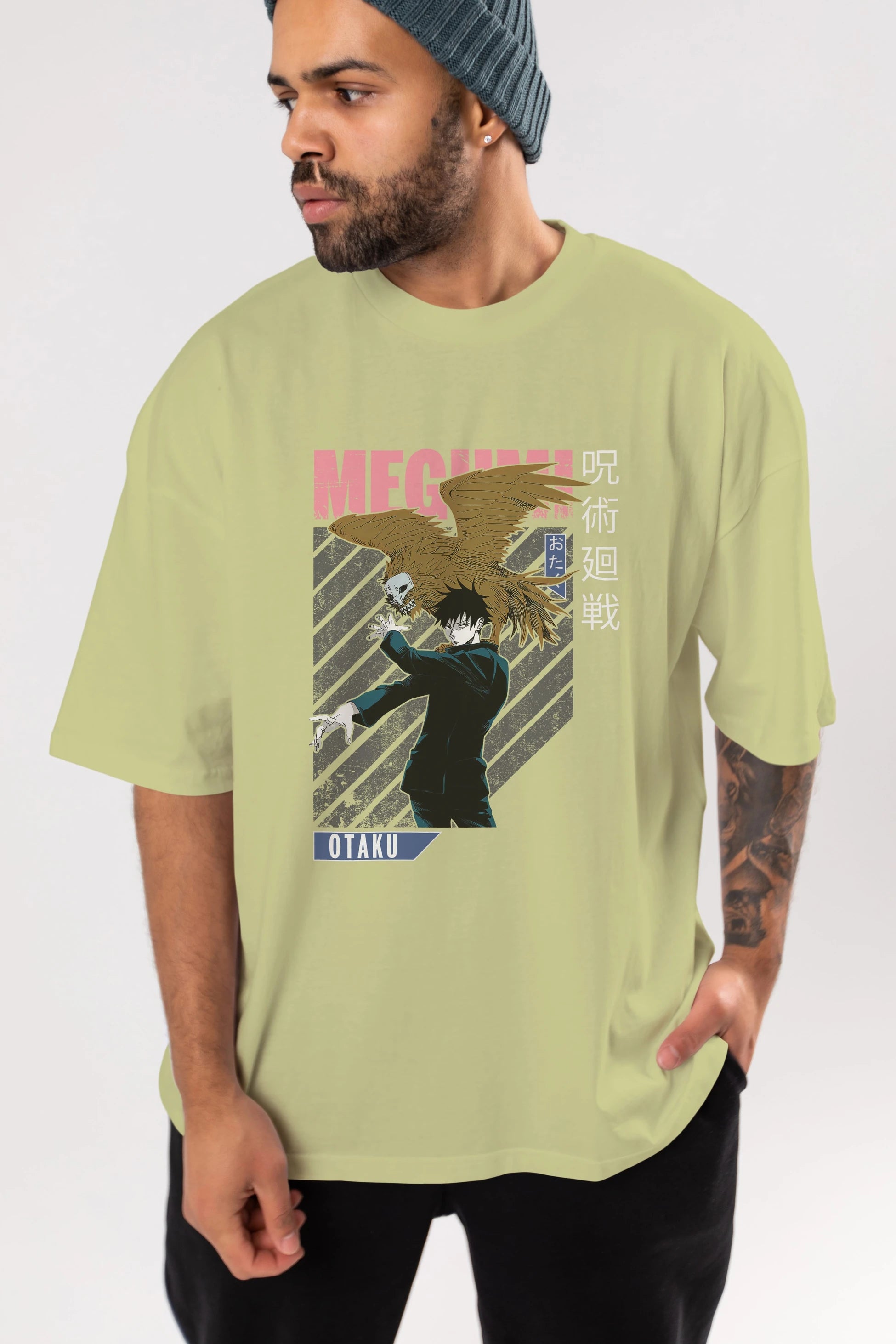 Megumi Fushiguro 2 Anime Ön Baskılı Oversize t-shirt %100 pamuk Erkek Kadın Unisex