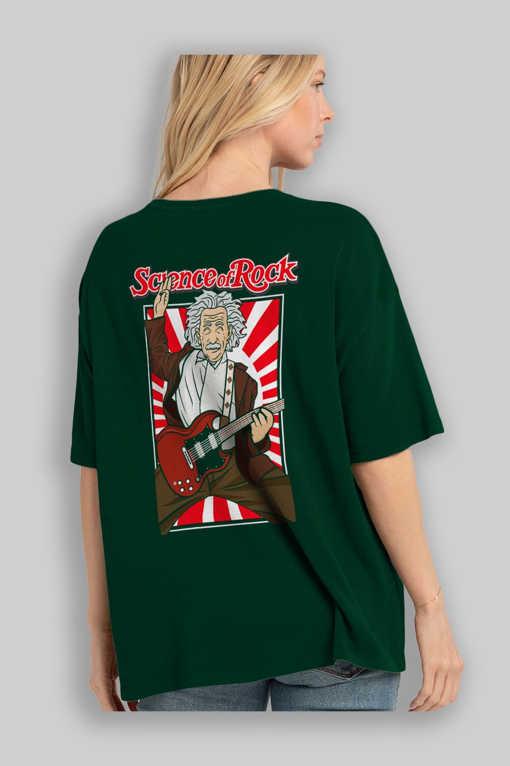 Einstein Science Of Rock Arka Baskılı Oversize t-shirt Erkek Kadın Unisex %100 Pamuk tişort