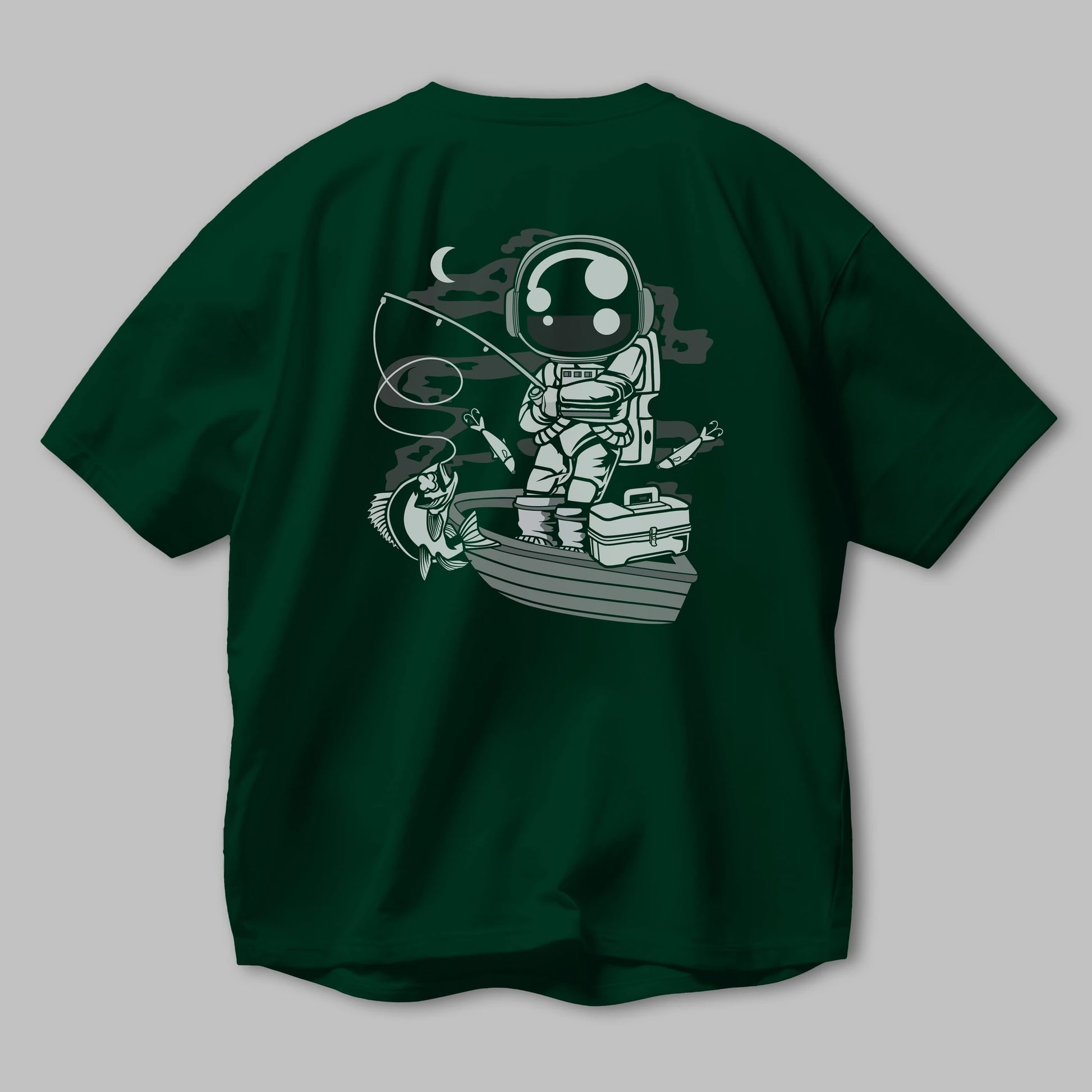 Astronaut Fisherman Arka Baskılı Oversize t-shirt Erkek Kadın Unisex
