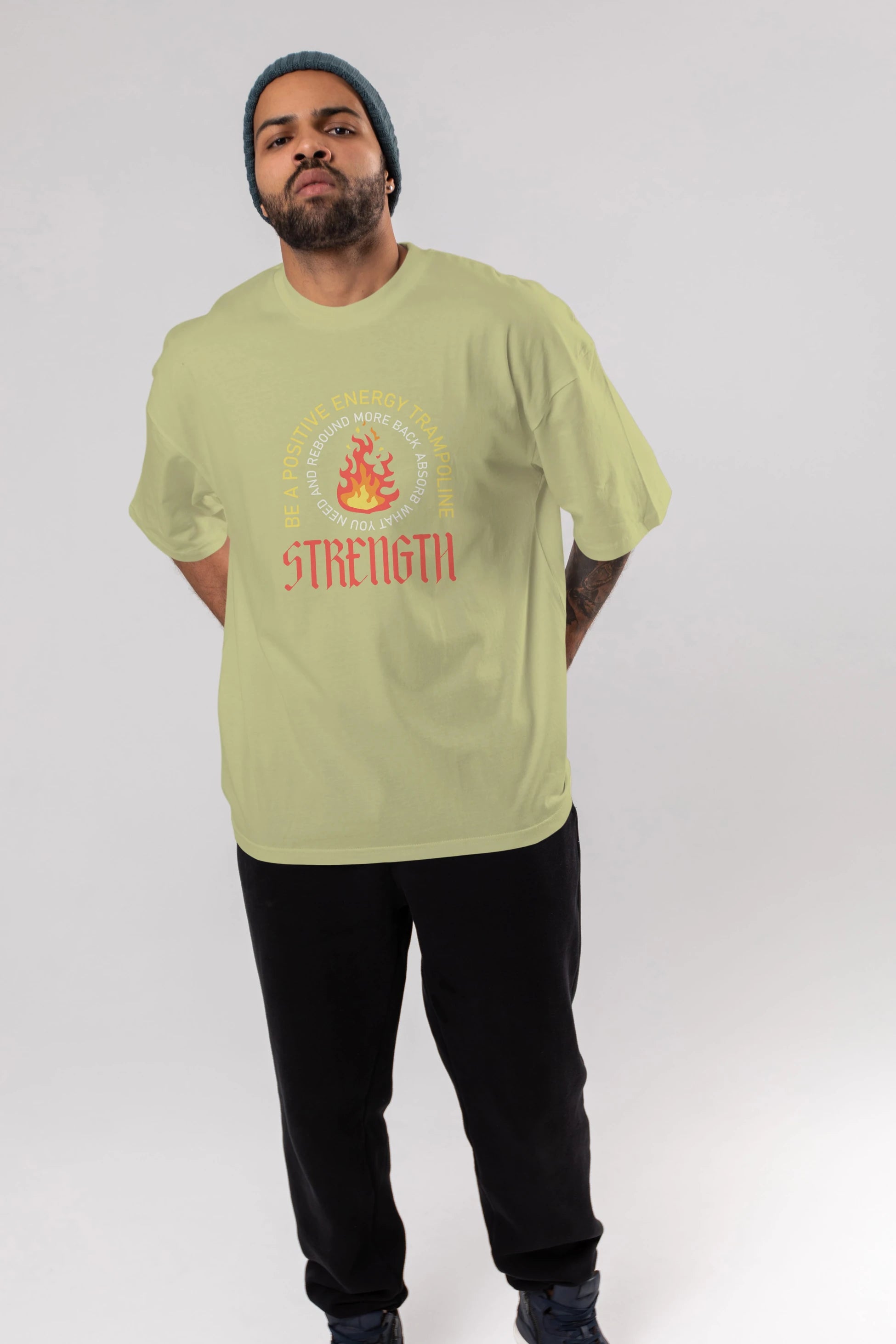 Positive Energy Ön Baskılı Oversize t-shirt Erkek Kadın Unisex