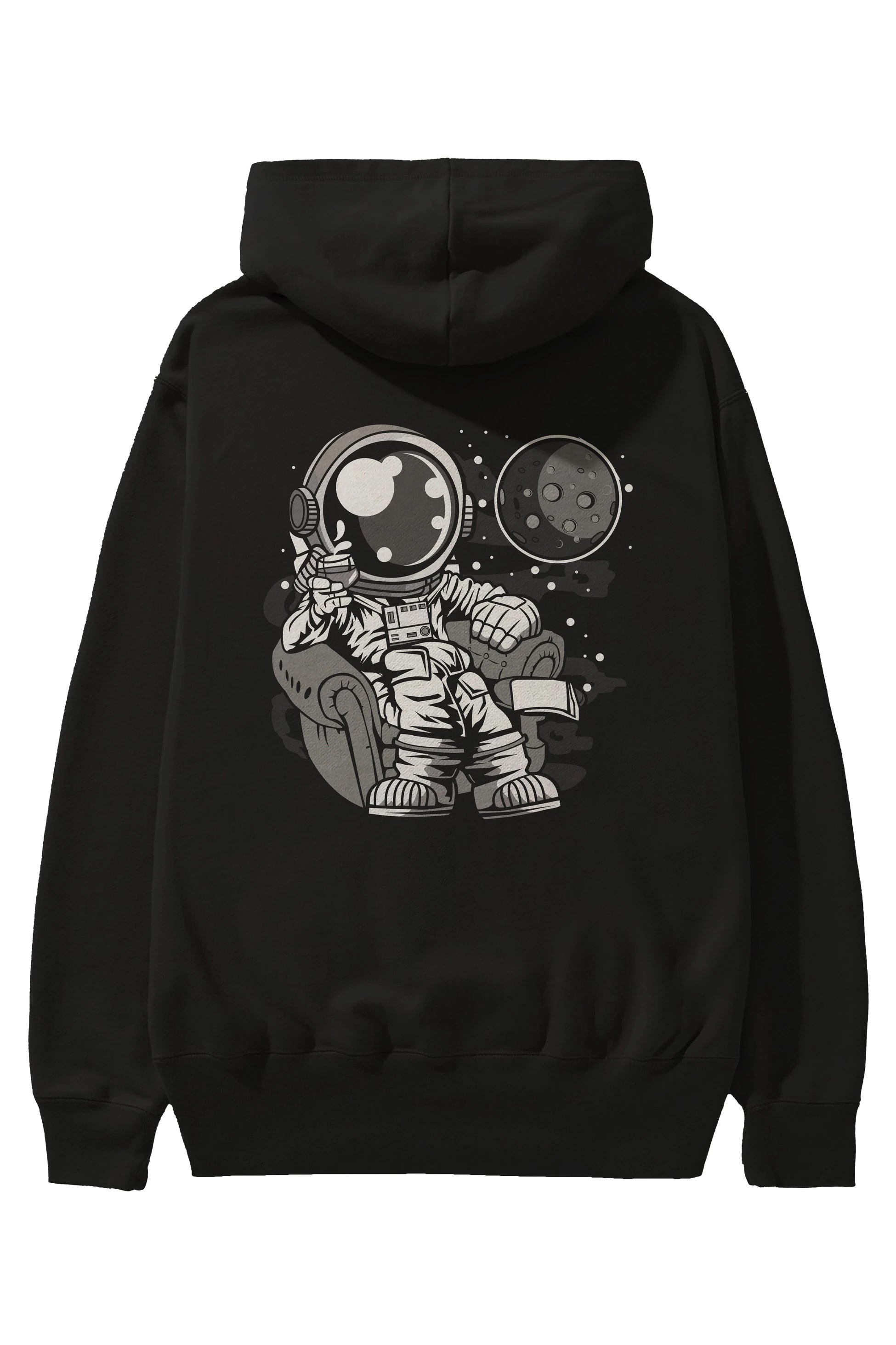 Astronaut Drinking And Relax Arka Baskılı Hoodie Oversize Kapüşonlu Sweatshirt Erkek Kadın Unisex