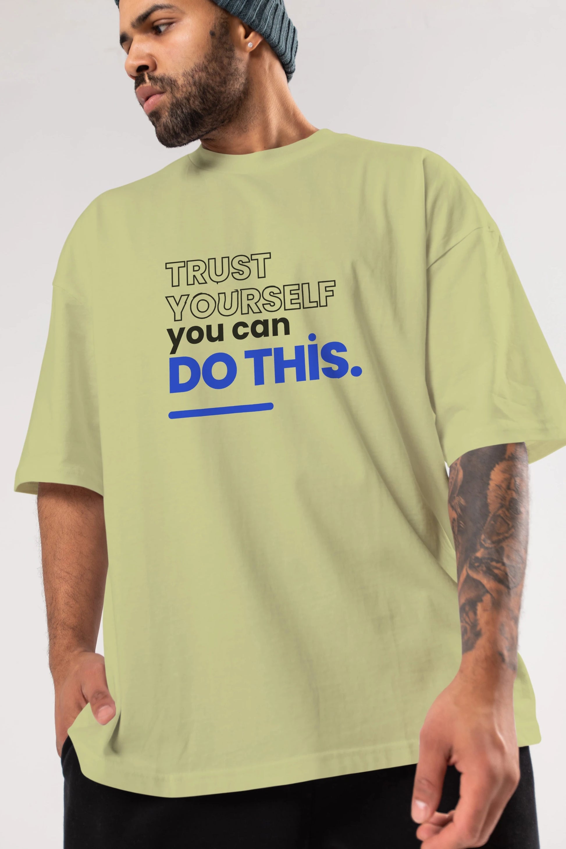 Trust Yourself Yazılı Ön Baskılı Oversize t-shirt Erkek Kadın Unisex