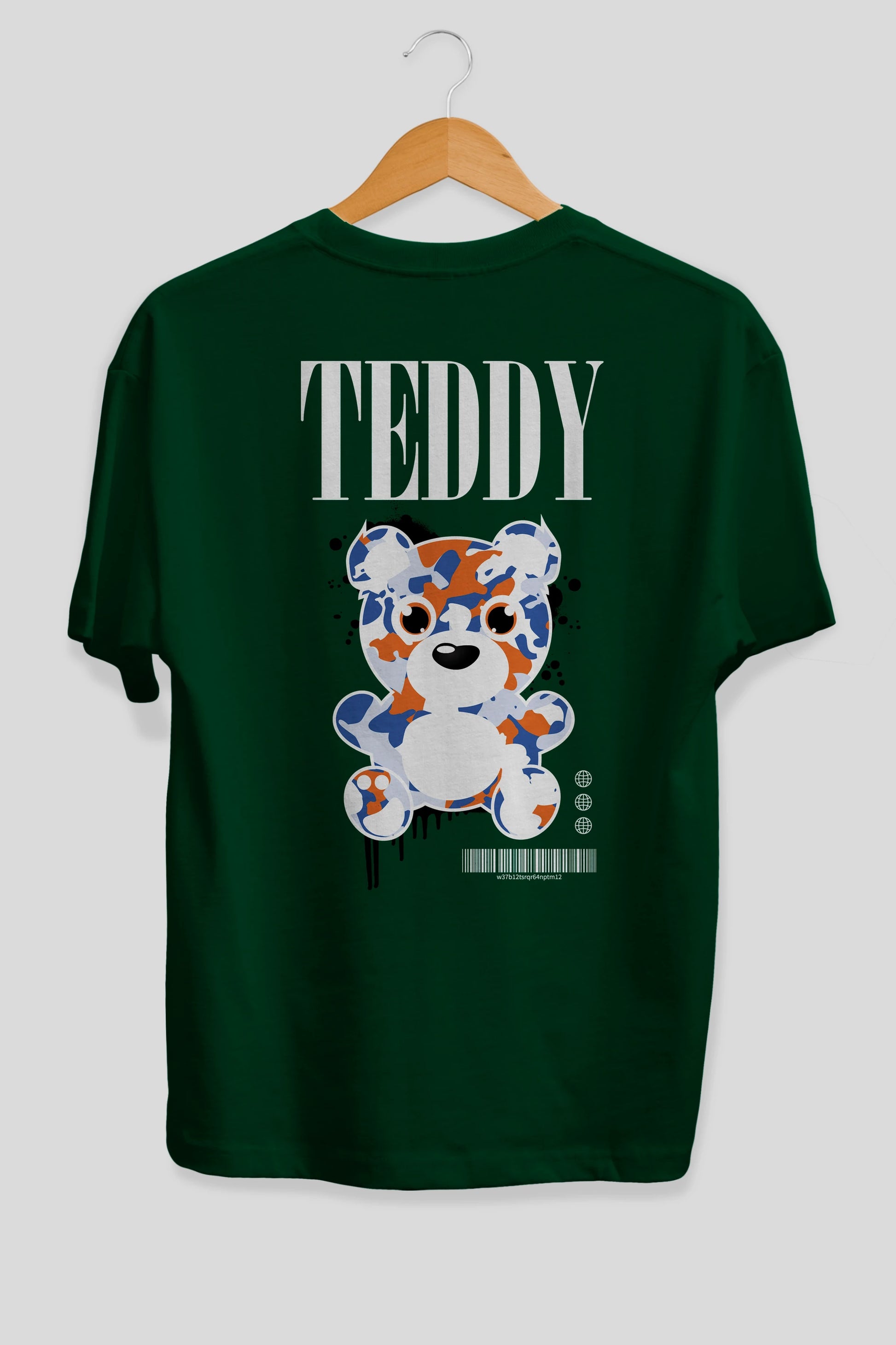 Teddy Bear Streetwear Arka Baskılı Oversize t-shirt Erkek Kadın Unisex