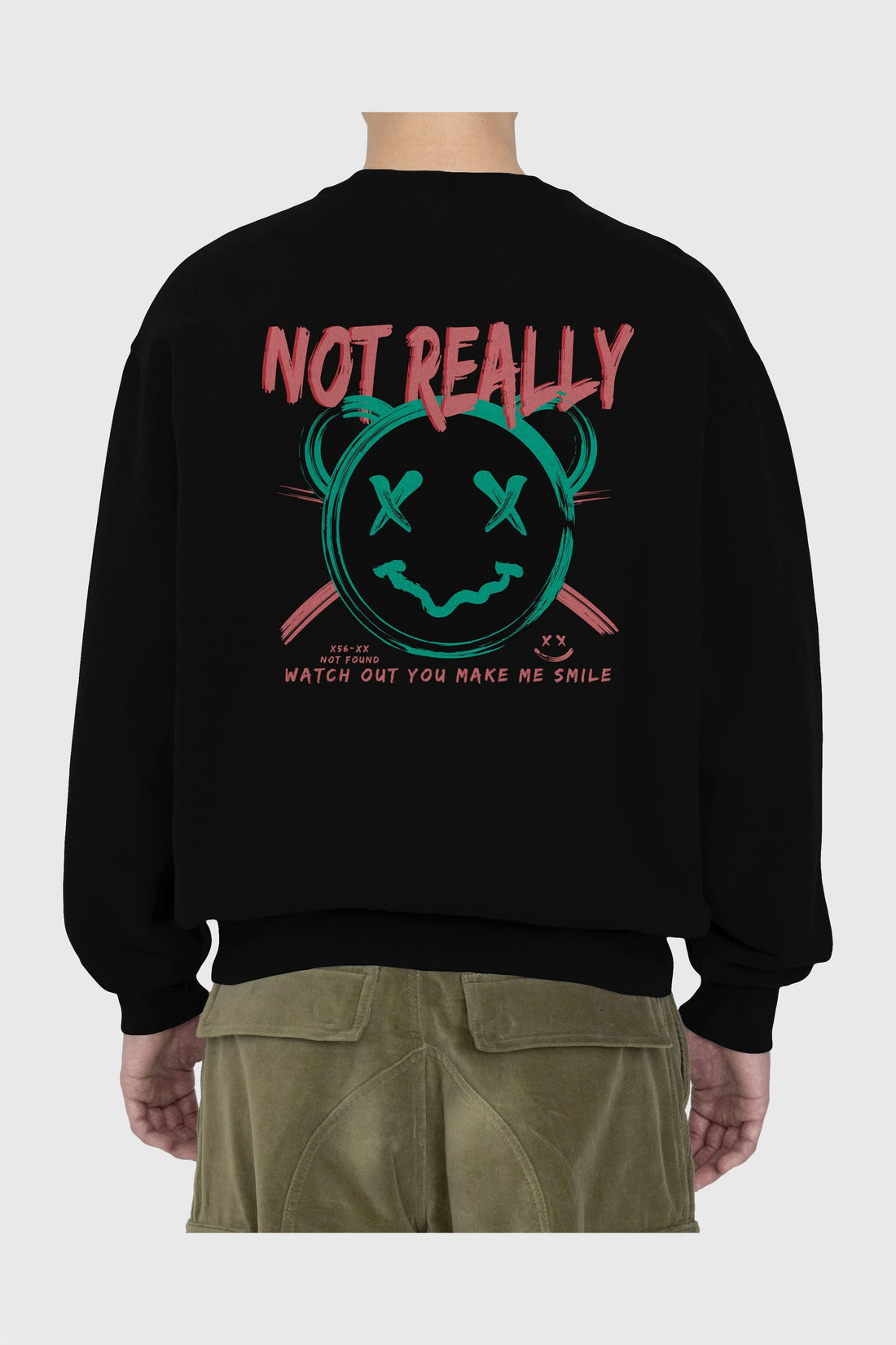 Not Really Bear Arka Baskılı Oversize Sweatshirt Erkek Kadın Unisex
