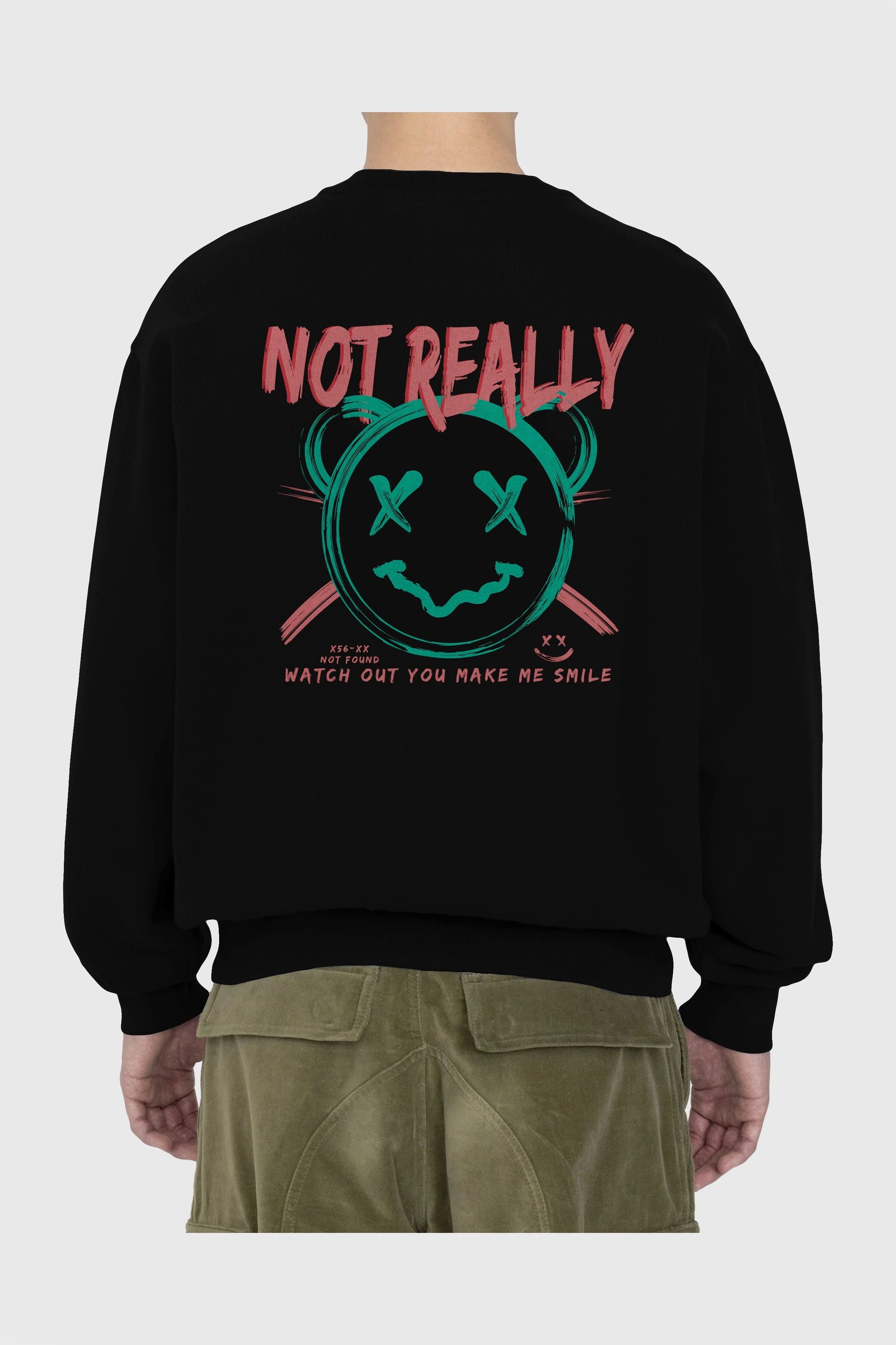 Not Really Bear Arka Baskılı Oversize Sweatshirt Erkek Kadın Unisex