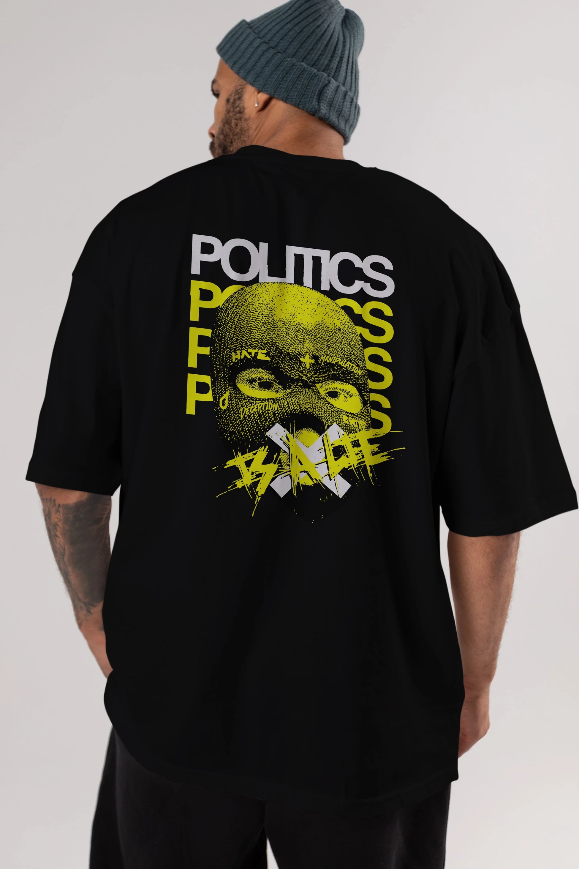 Politics is a Lie Arka Baskılı Oversize t-shirt Erkek Kadın Unisex