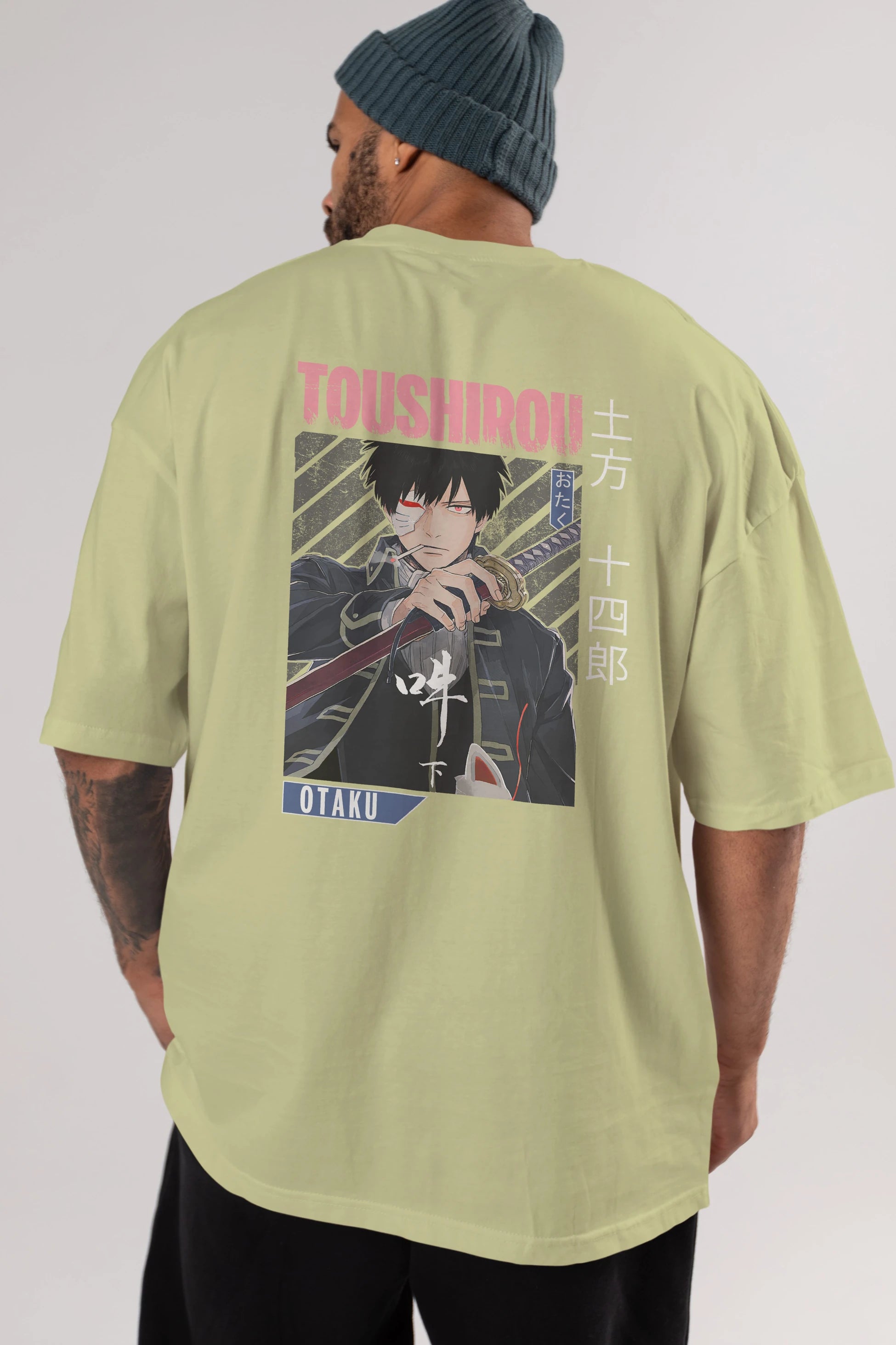 Toushirou Hijikata 1 Anime Arka Baskılı Oversize t-shirt Erkek Kadın Unisex
