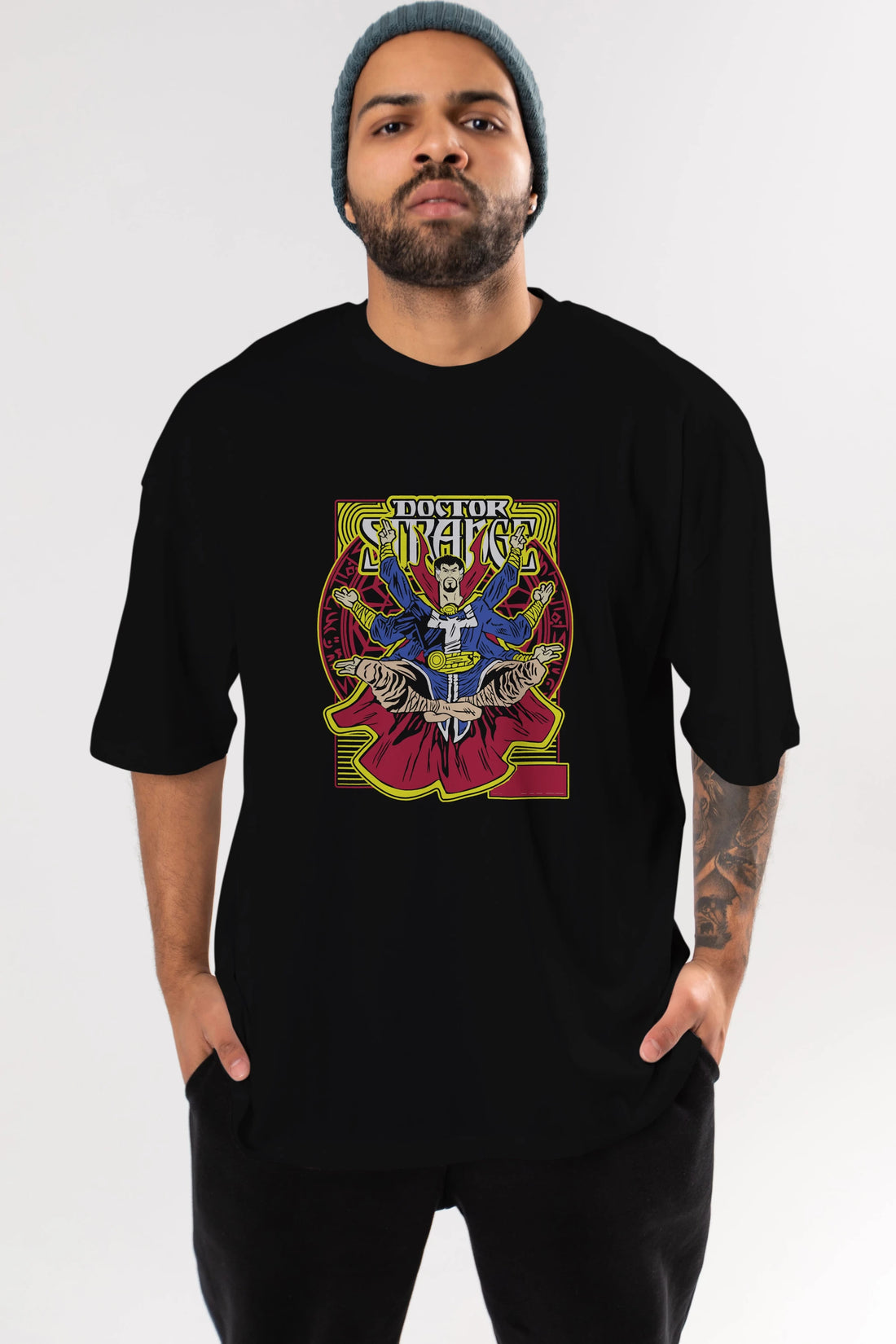Doctor Strange (1) Ön Baskılı Oversize t-shirt Erkek Kadın Unisex %100 Pamuk Bisiklet Yaka tişort