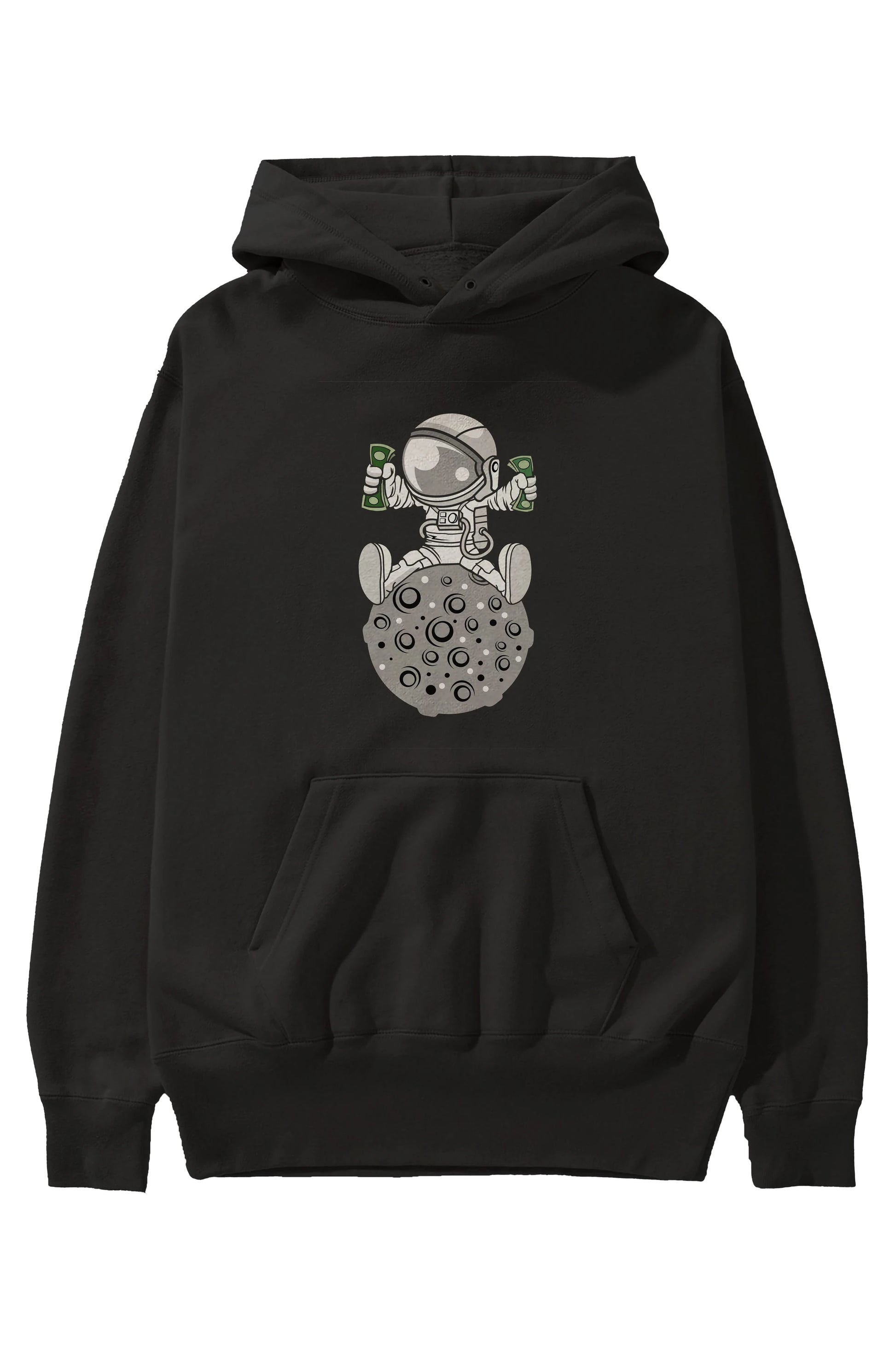 Astronaut Dollar Ön Baskılı Hoodie Oversize Kapüşonlu Sweatshirt Erkek Kadın Unisex
