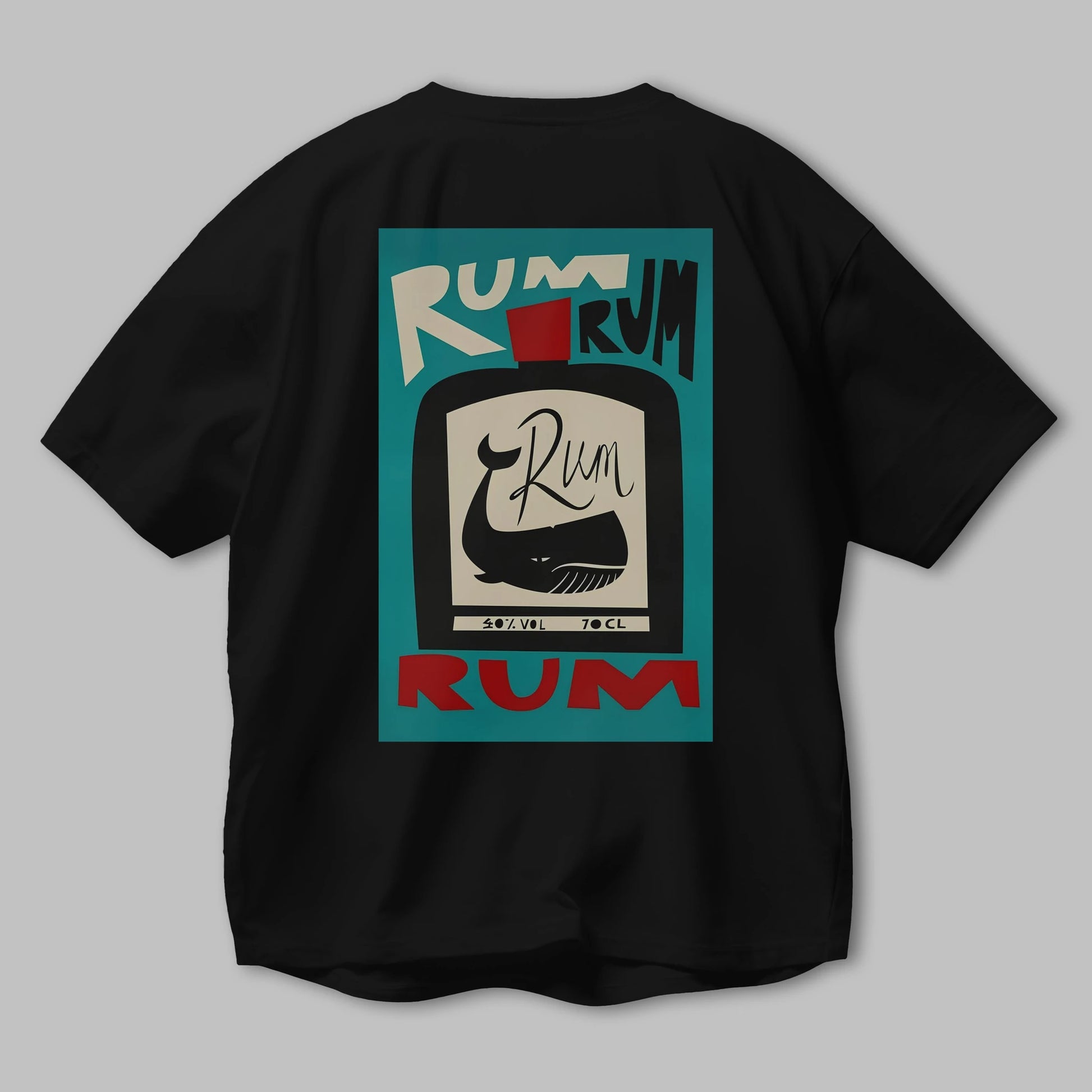 Rum Arka Baskılı Oversize t-shirt Erkek Kadın Unisex %100 Pamuk Bisiklet Yaka tişort