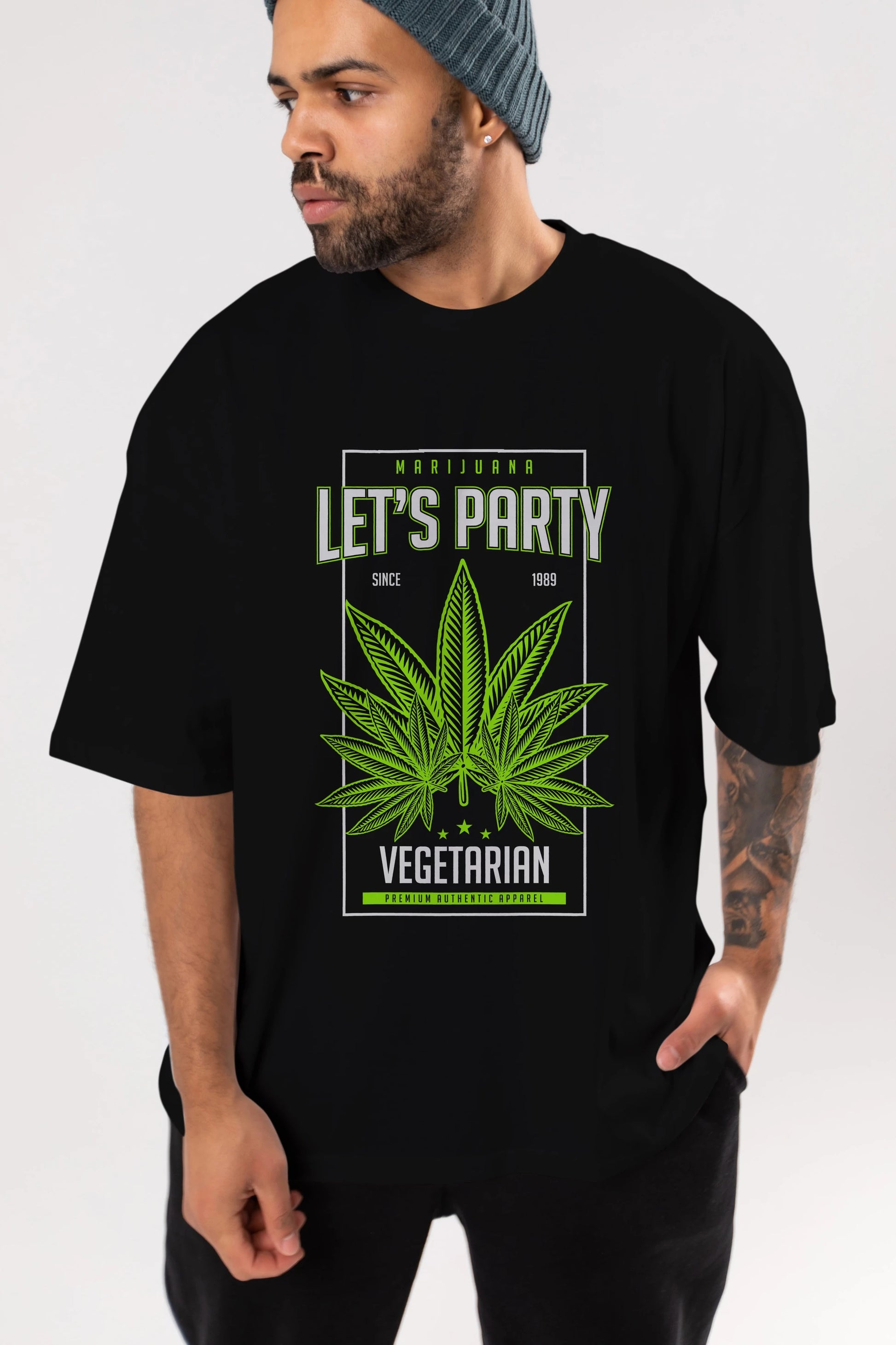 Lets Party Ön Baskılı Oversize t-shirt Erkek Kadın Unisex