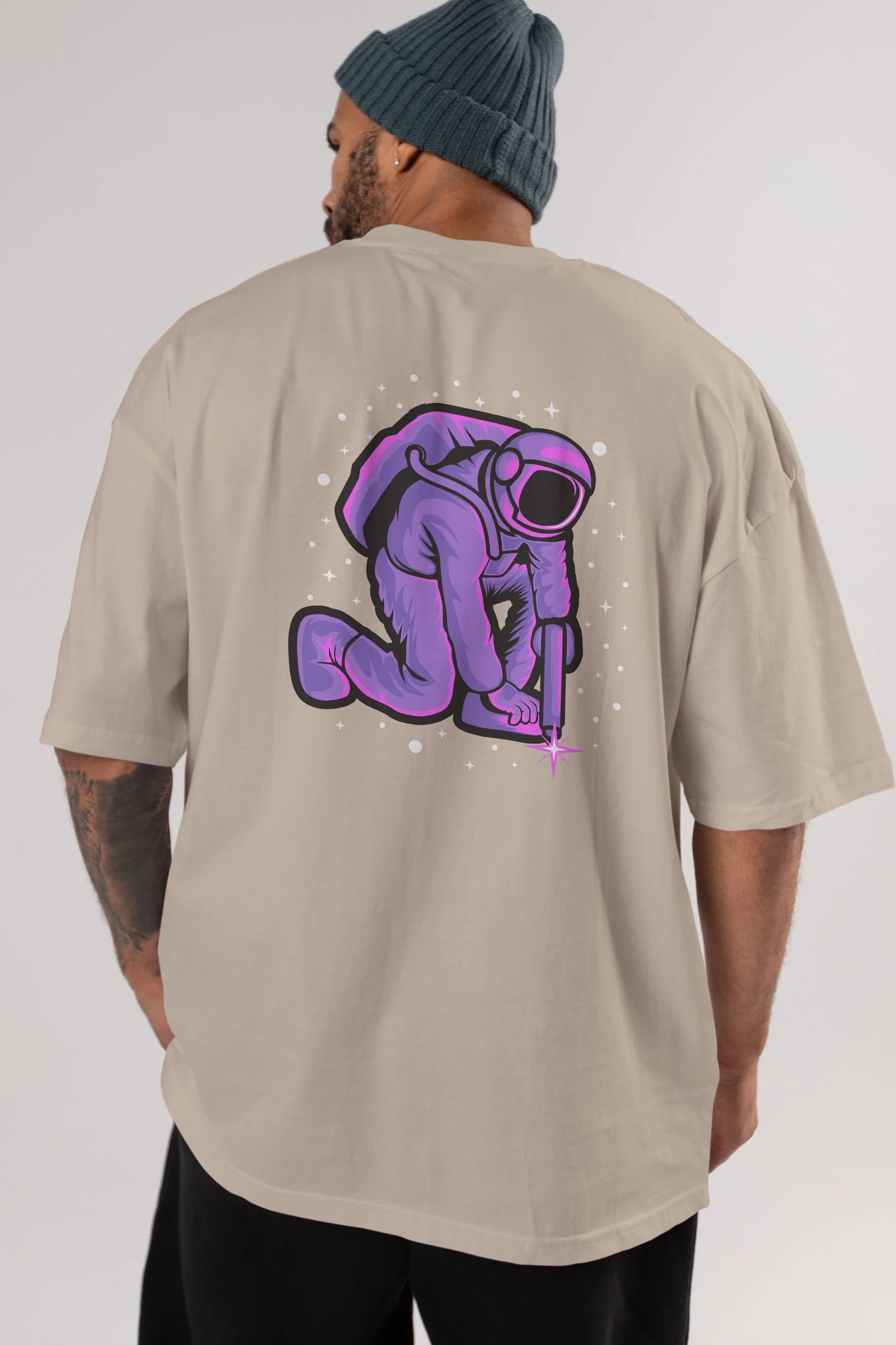 Welding in Space Arka Baskılı Oversize t-shirt Erkek Kadın Unisex