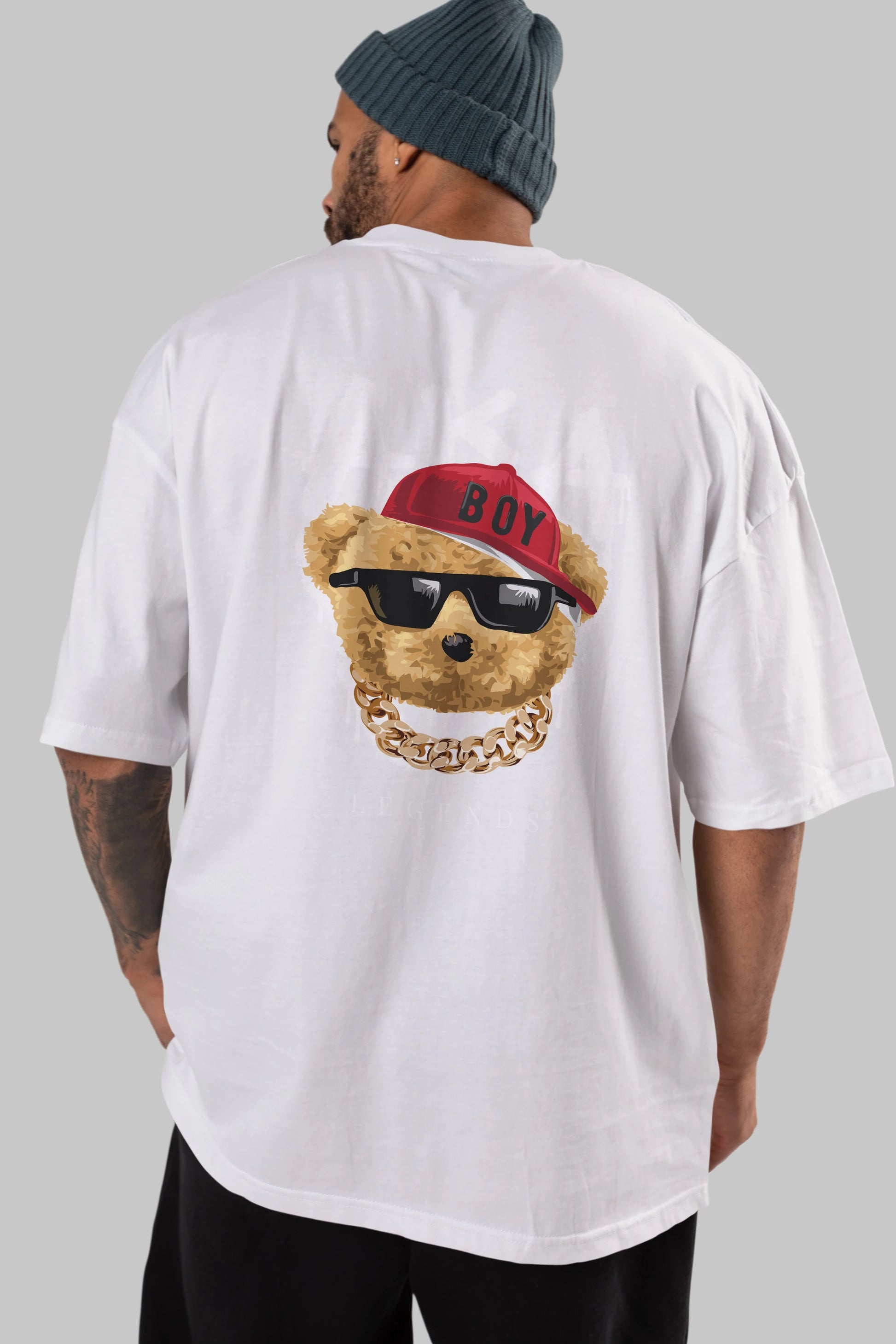 Teddy Bear Legends Arka Baskılı Oversize t-shirt Erkek Kadın Unisex %100 Pamuk