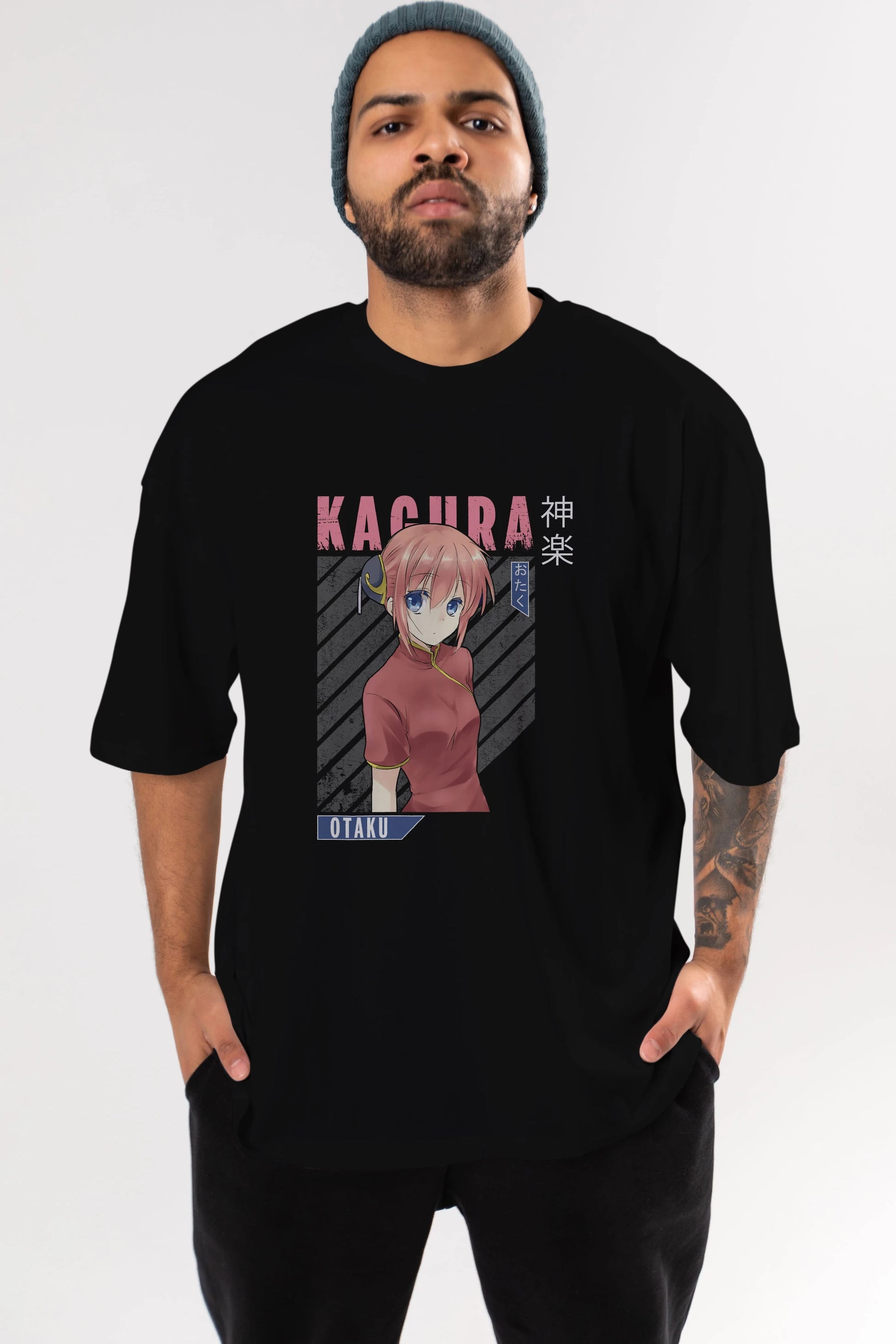 Kagura GINTAMA Anime Ön Baskılı Oversize t-shirt %100 pamuk Erkek Kadın Unisex