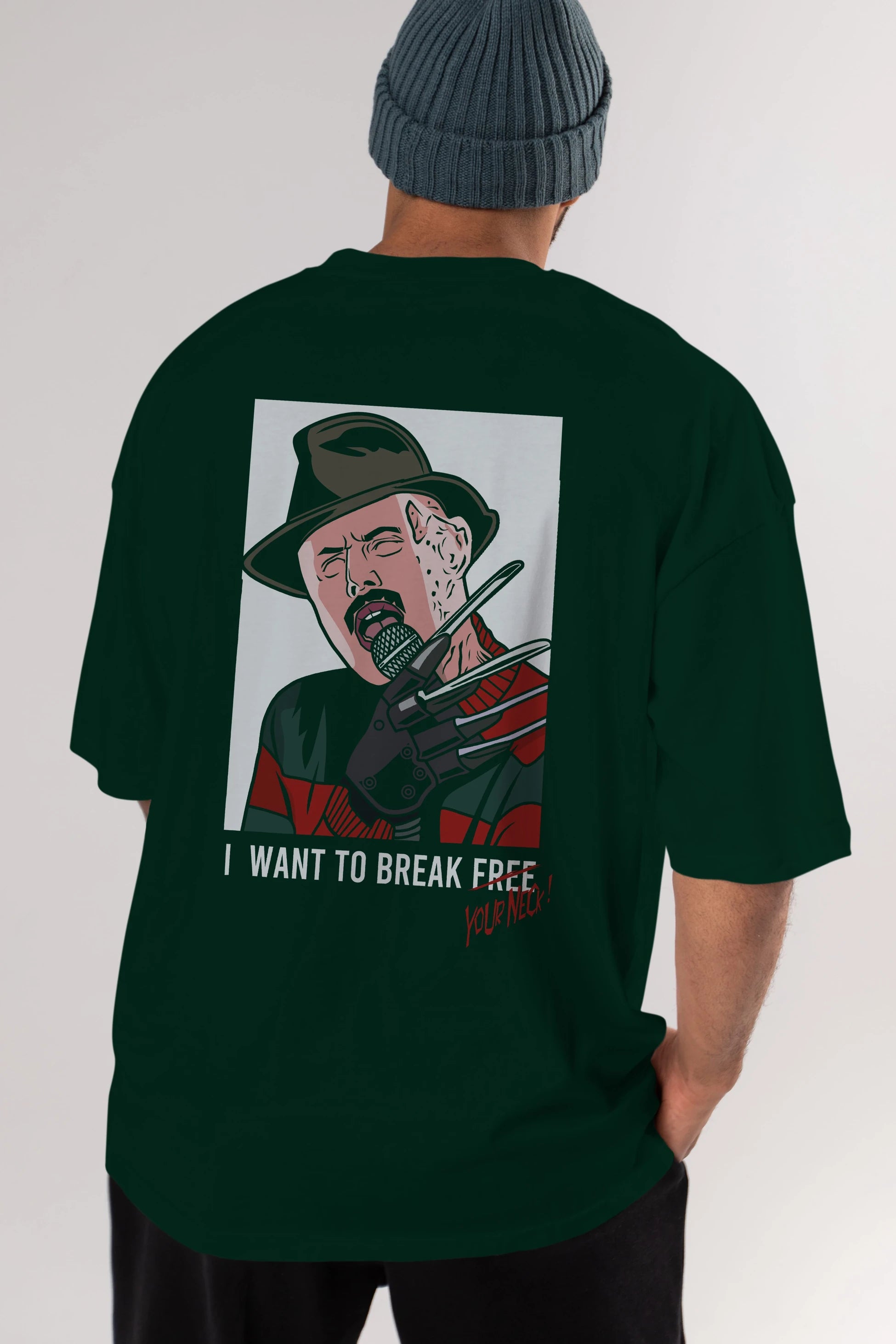 Freddy Merkrueger Arka Baskılı Oversize t-shirt Erkek Kadın Unisex %100 Pamuk tişort